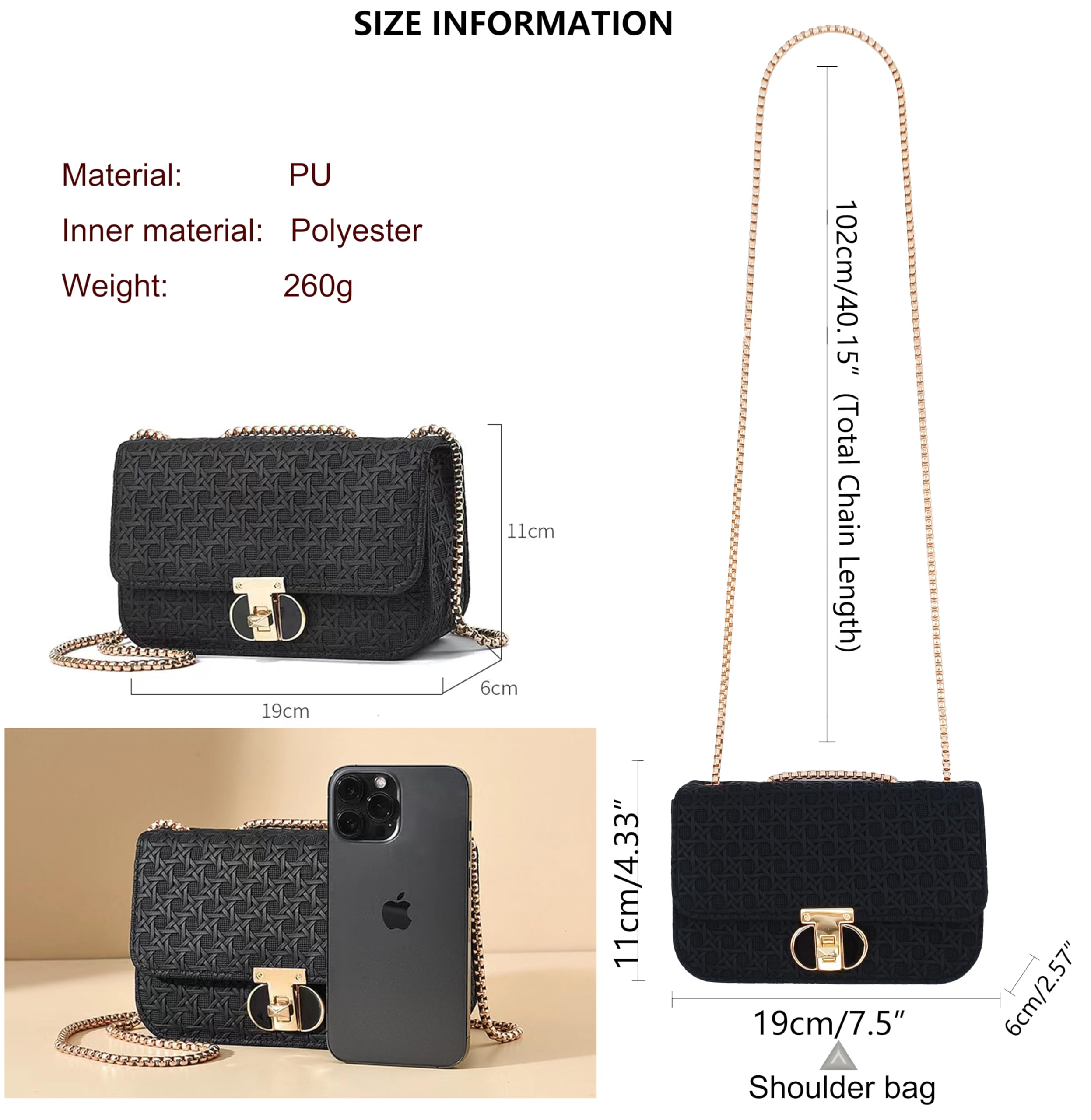 PORT&LOTUS Women's Mini Shoulder Bag - Small PU Leather Crossbody Purse for Everyday Use, Fashionable Little Tote Handbag - Perfect for Work, Travel & Shopping