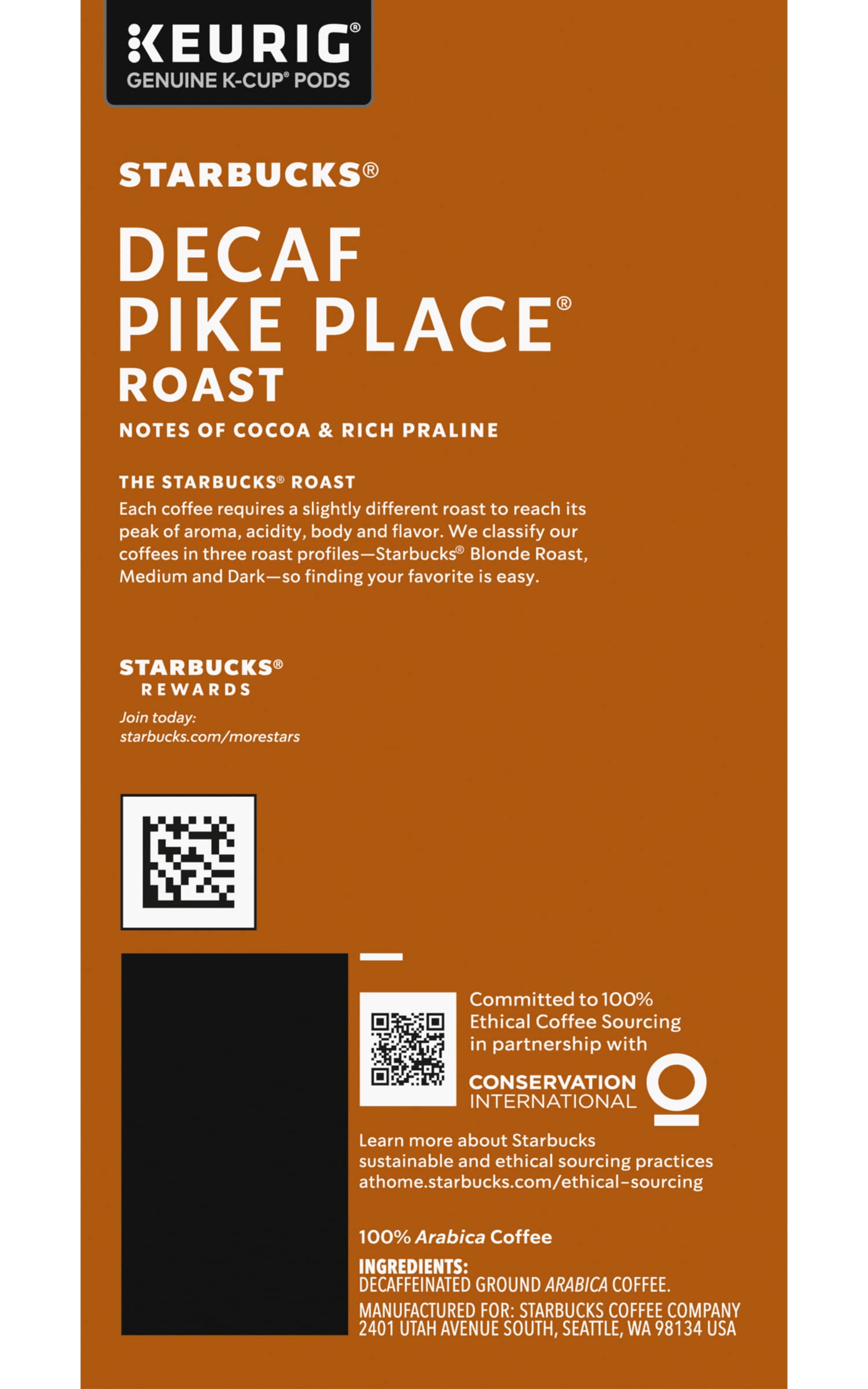 Premium Starbucks Decaf Pike Place Roast K-Cups Pods - 48 Count (2 Packs of 24) for Keurig Brewers | Smooth Medium Roast Coffee for Home, Office & Morning Energy Boost