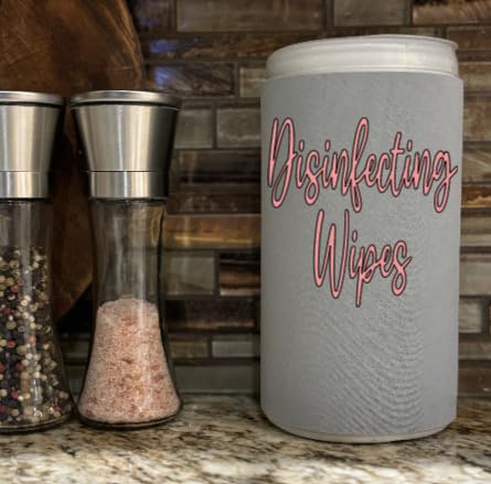 Rose Gold Decorative Cleaning Wipe Covers - Small Gray Script Design for Kitchen, Bathroom & Office Organization