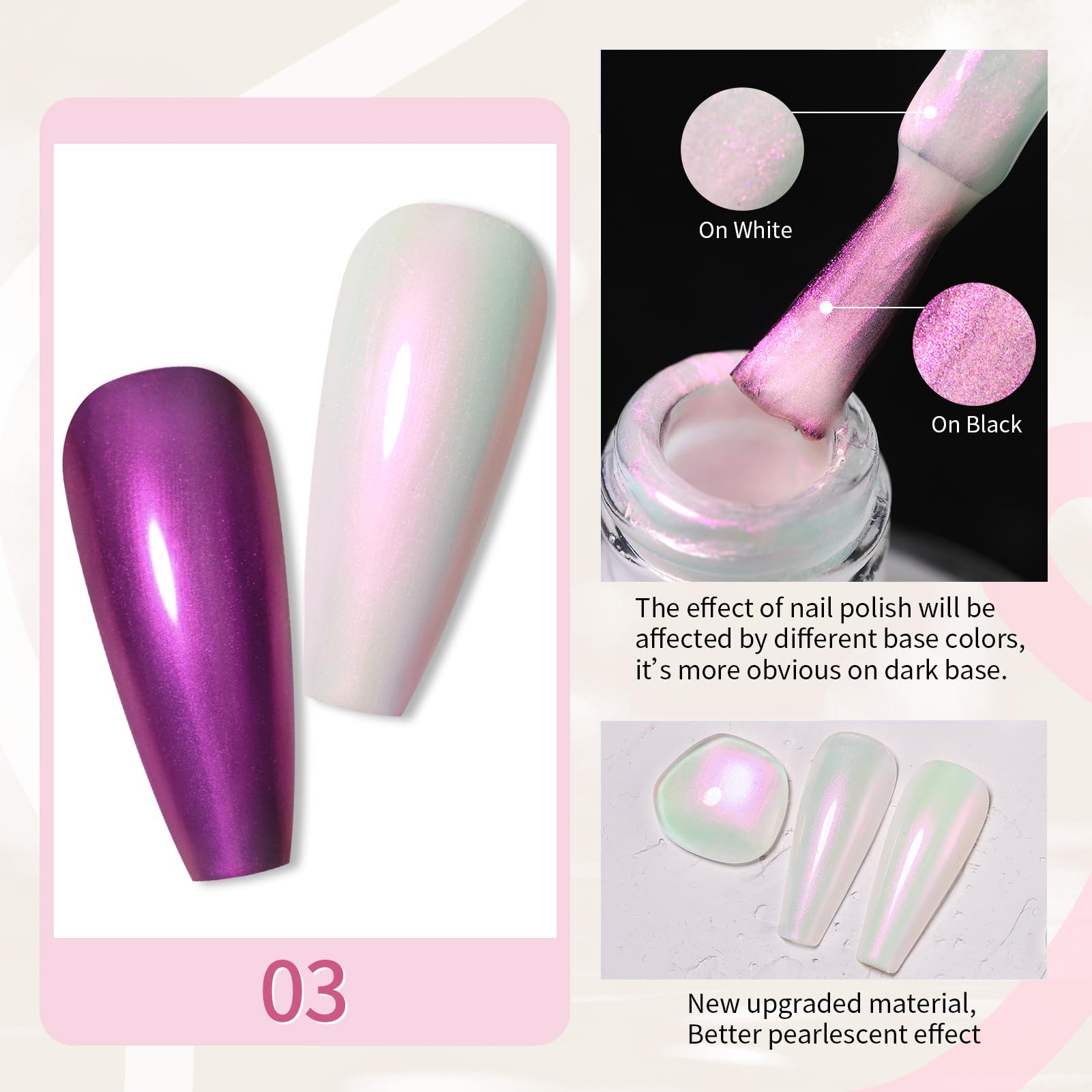 Born Pretty Pearl Nail Polish Set - 5 Colors Transparent Shell Glimmer Shimmer Sheer Jelly Nail Varnish with Base & Top Coat | Manicure, Nail Art, French Tips, Pedicure, Salon & Home Use