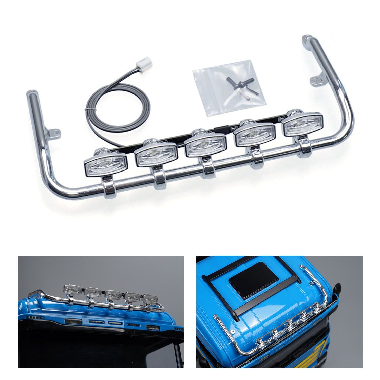5V Plastic Front Roof Spotlight for 1/14 DIY Tamiya Remote Control Tractor Truck 770S 56368 56371 56376 RC Lorry Model Vehicle - Perfect for Nighttime RC Truck Racing and Off-Road Adventures