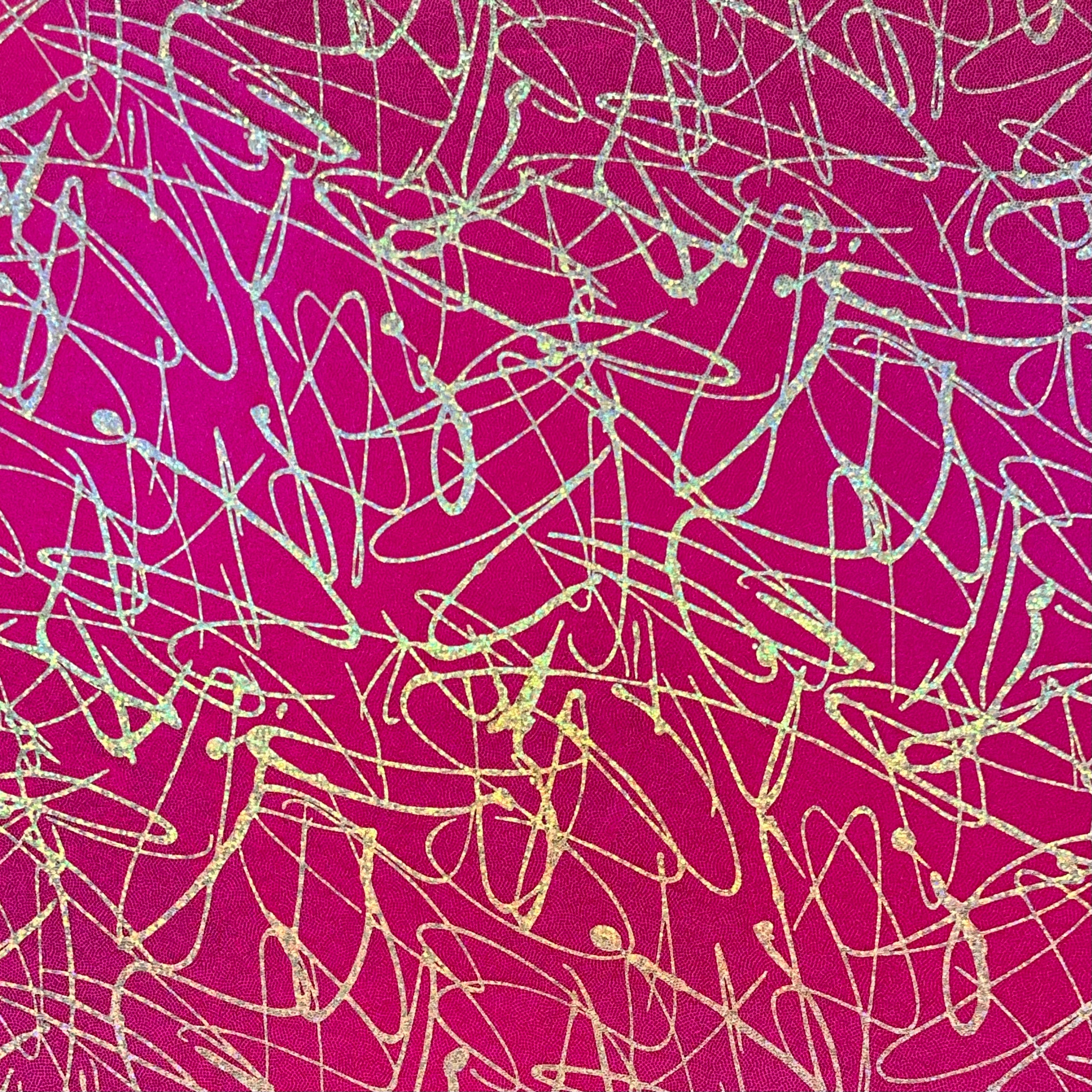 Holographic Fog Foil Spandex Fabric - Iridescent Pink Stretch Material for Dance Costumes, Leggings & Activewear