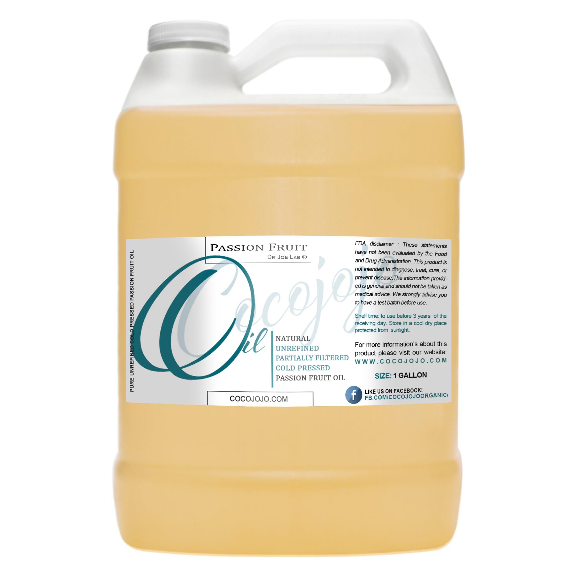 Pure Cold Pressed Passion Fruit Oil (Maracuja Oil) 1 Gallon - 100% Natural Unrefined Extra Virgin for Hair, Skin, Nails & Beard Care | Deep Moisturizing & Nourishing | DIY Beauty, Massage & Aromatherapy