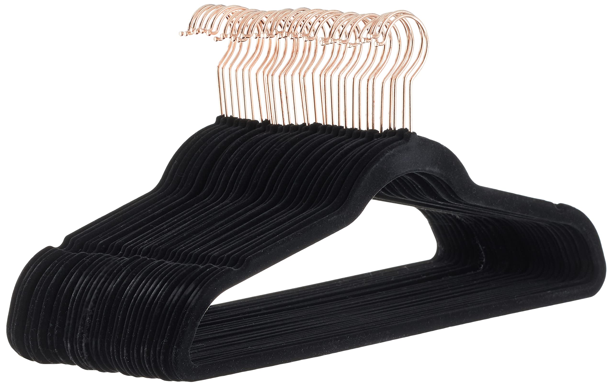 Amazon Basics Slim Velvet Non-Slip Clothes Hangers - 30 Pack (Black/Rose Gold) - Space Saving Hangers for Suits, Dresses & Coats - Perfect for Closet Organization & Travel