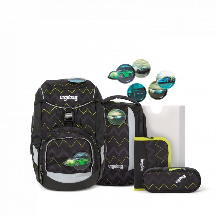 Ergobag 6-Piece School Backpack Set - Zigzag Black HorsepowBear Design | Durable & Spacious for Kids, Teens & College Students | Perfect for School, Travel & Outdoor Adventures