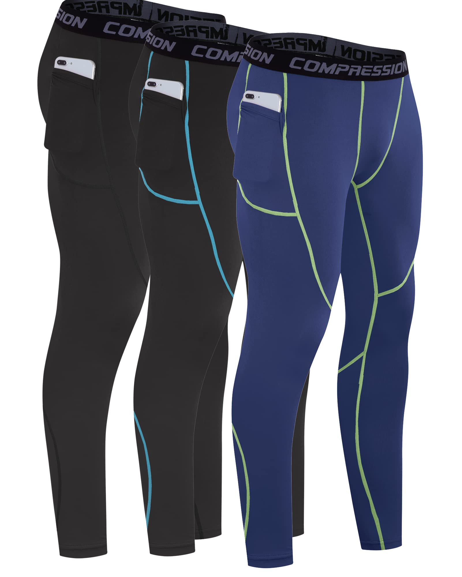 Milin Naco Men's Compression Pants - High Performance Running & Ski Base Layer Leggings for Workout, Training & Cold Weather Sports - Moisture Wicking & Muscle Support Activewear