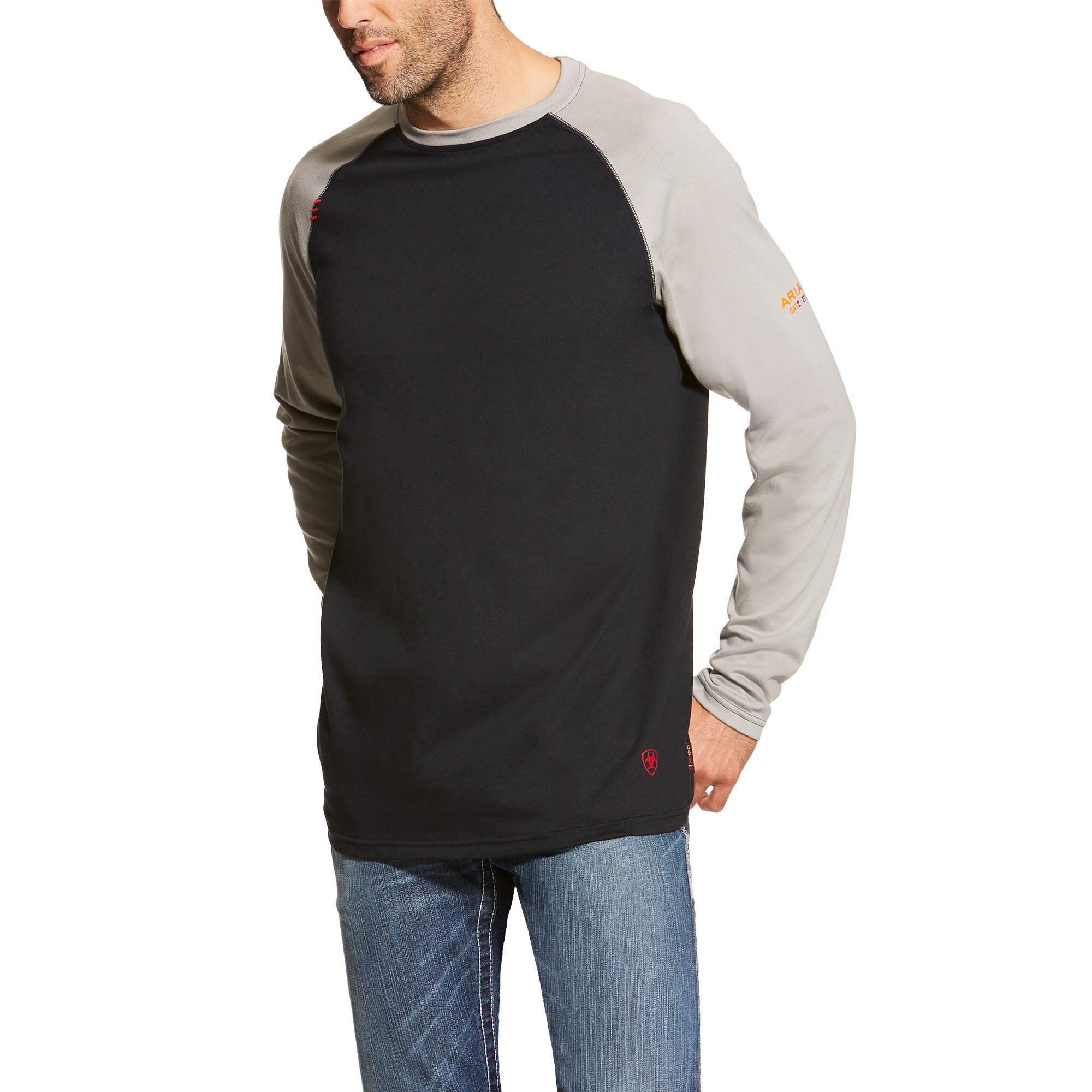 ARIAT Men's FR Baseball T-Shirt - Moisture Wicking Performance Shirt for Baseball, Sports & Casual Wear - Comfortable Cotton Blend Tee for Men's Athletic & Outdoor Activities