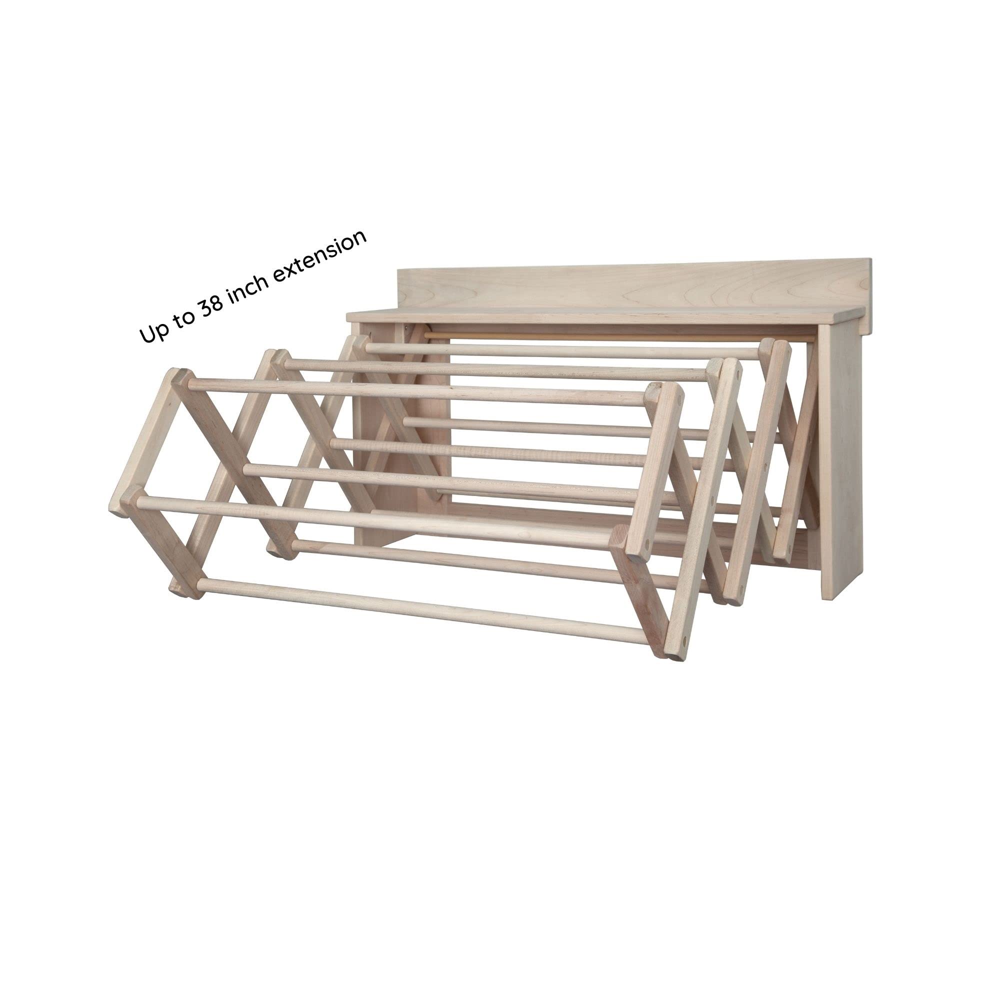 Wall-Mount Clothes Drying Rack - Space Saving Wooden Laundry Airer for Towels & Garments | Farmhouse Rustic Style | Indoor Laundry Room Organization | Perfect for Small Apartments, Bathrooms & Farmhouse Decor
