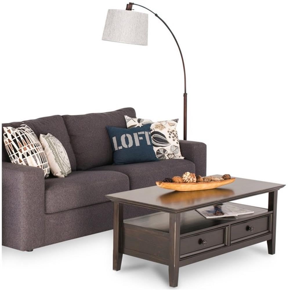 Solid Wood Coffee Table with Drawers - Hickory Brown Finish - Trent Home Rustic Living Room Furniture for Home Decor & Entertainment Spaces