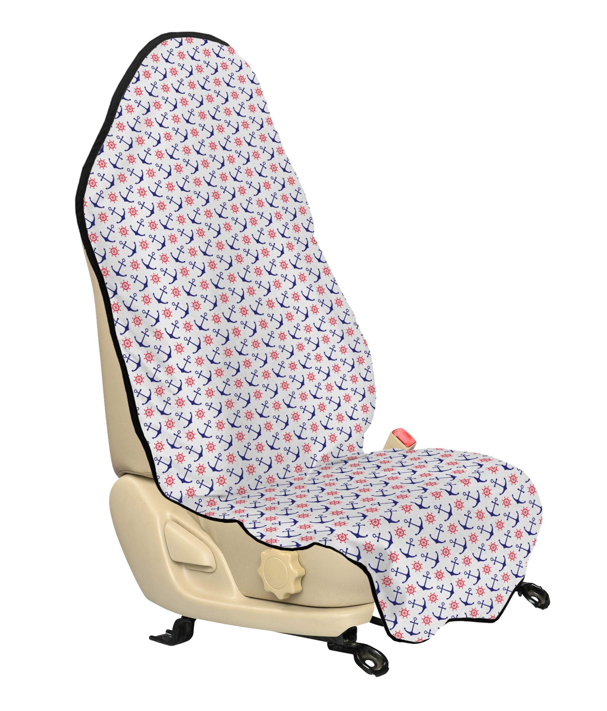 Ambesonne Anchor Car Seat Hoodie - Classic Sailing Themed Steering Wheel Cover with Non-Slip Backing, 30