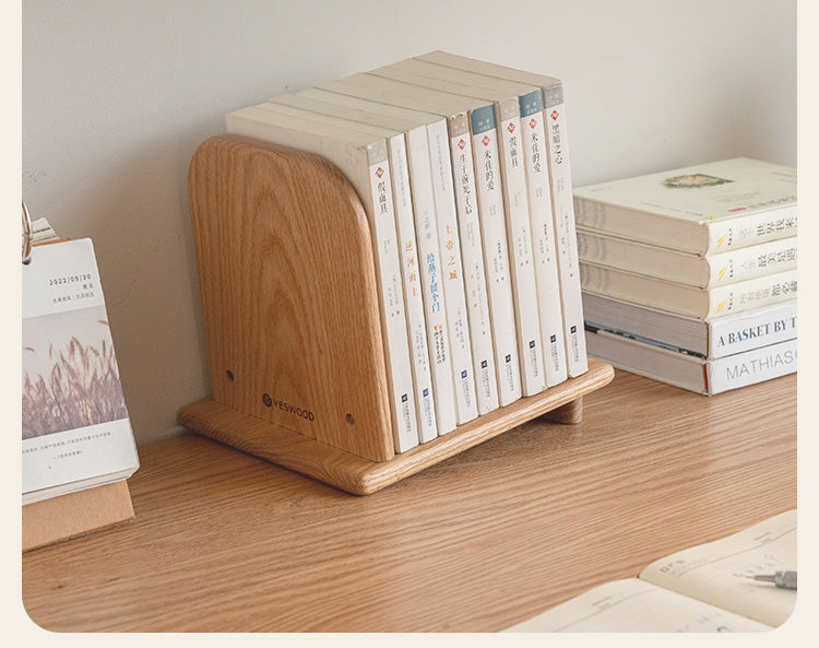 Oak Solid Wood Modern Desktop Small Bookshelf - Stylish Home Office Organizer for Books, Decor & Essentials | Perfect for Workspaces, Dorm Rooms & Living Areas