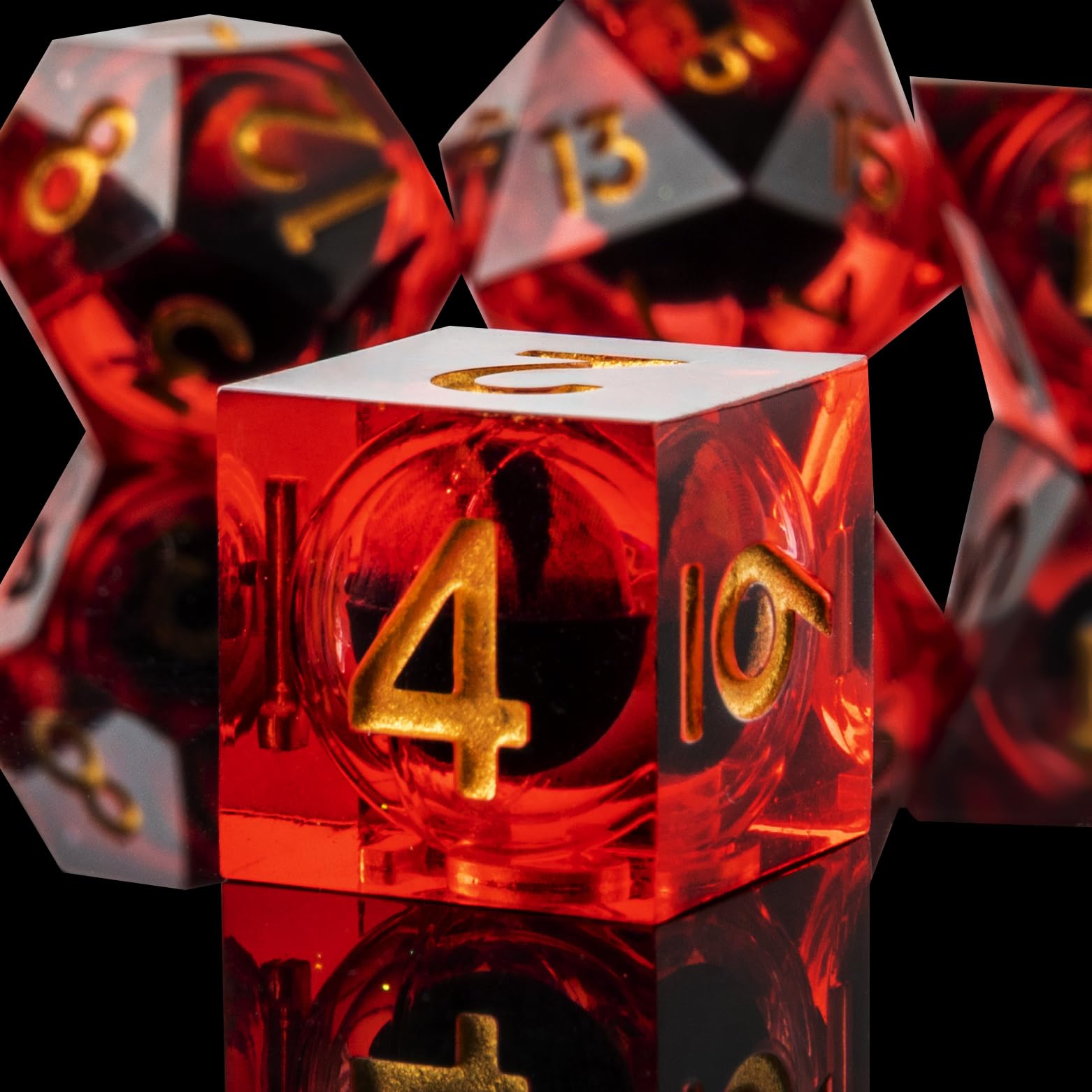 YEMEKO Beholder's Eye DND Dice Set - Dragon Eye Liquid Core Sharp Edge Handmade Polyhedral Dice for Dungeons & Dragons, TTRPG, RPG Roleplaying Games (Red Dragon Eye) - Perfect for D&D Campaigns, Tabletop Gaming & Collectors