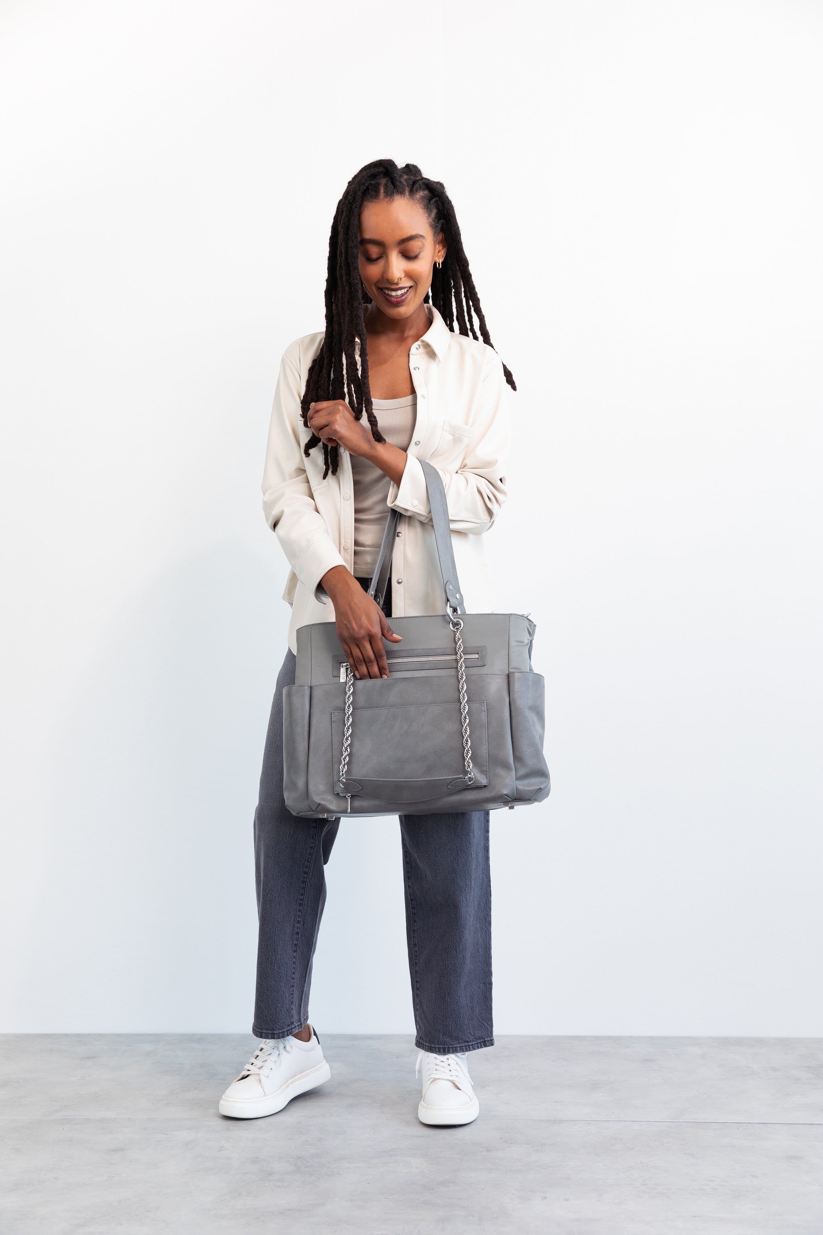 Premium Gray Diaper Bag for Moms - Spacious, Stylish & Waterproof Baby Essentials Organizer - Perfect for Travel, Daycare & On-the-Go Parenting