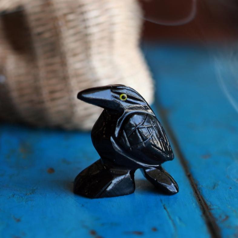 Black Onyx Raven Totem - Handcrafted Spiritual Jewelry for Protection & Good Luck | Perfect for Meditation, Home Decor & Gifts