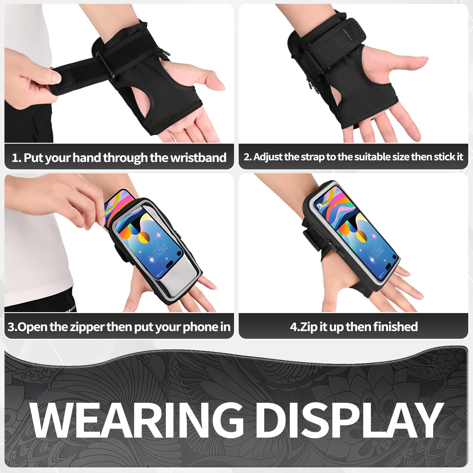 Running Armband for iPhone & Samsung Galaxy - Adjustable Wristband Phone Holder with Card Slot for iPhone 15 Pro Max/14/13/12/11/X & Galaxy S24/S23/S10 (Fits Up to 7