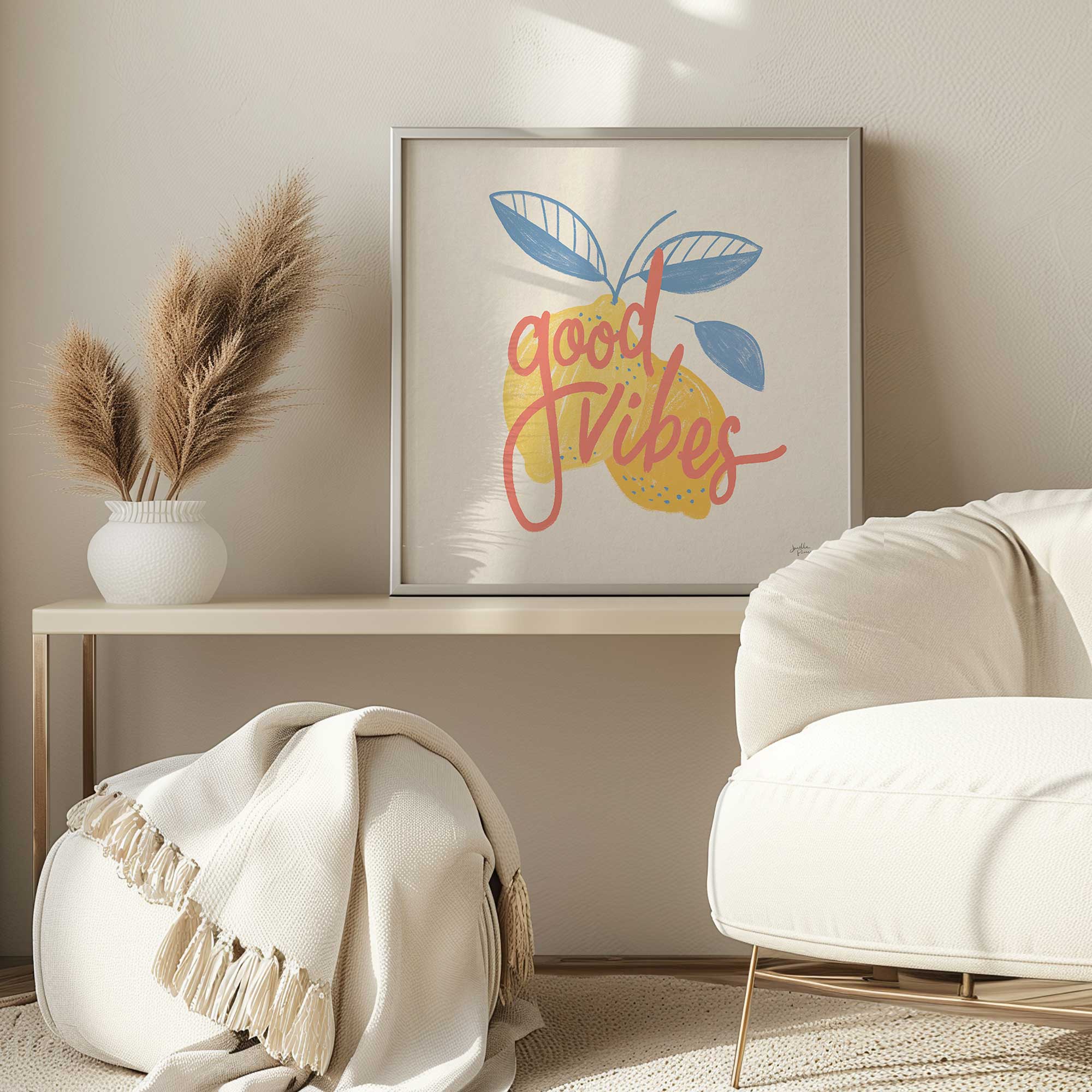Good Vibes Lemon Poster Print - Vibrant Wall Art for Kitchen, Bathroom & Office Decor - Perfect for Home, Dorm & Gift Ideas