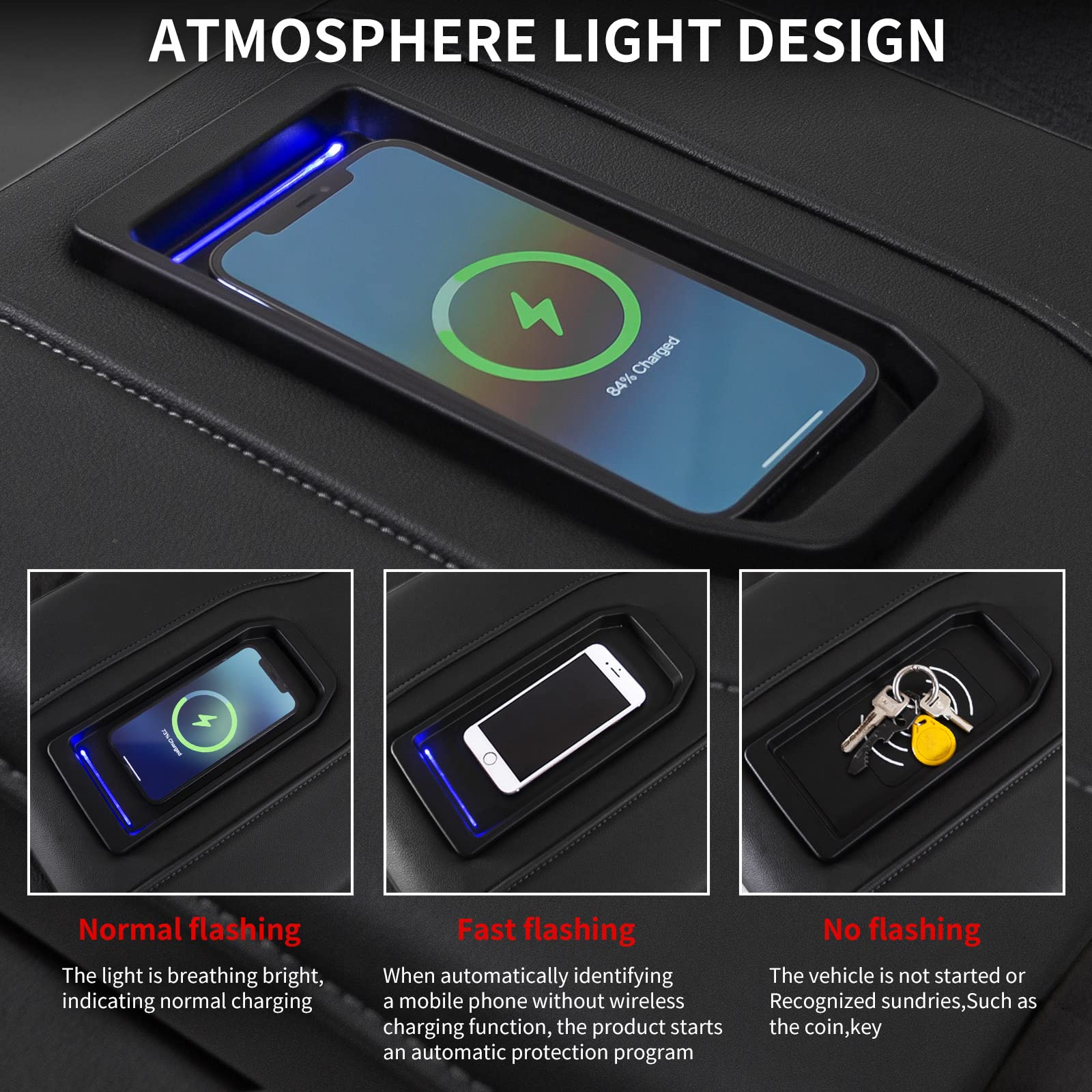 Xipoo 15W Fast Wireless Charger Pad for Chevy Silverado & GMC Sierra (2019-2021) - Center Console Phone Charging Tray | Qi-Certified Fast Charging | Perfect for Road Trips & Daily Commutes