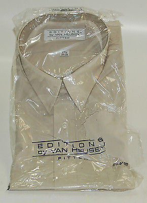 Van Heusen Men's Dress Shirt Slim Fit 17.5 Neck 34/35 Sleeve Light Grey Formal Business Shirt for Office & Special Occasions
