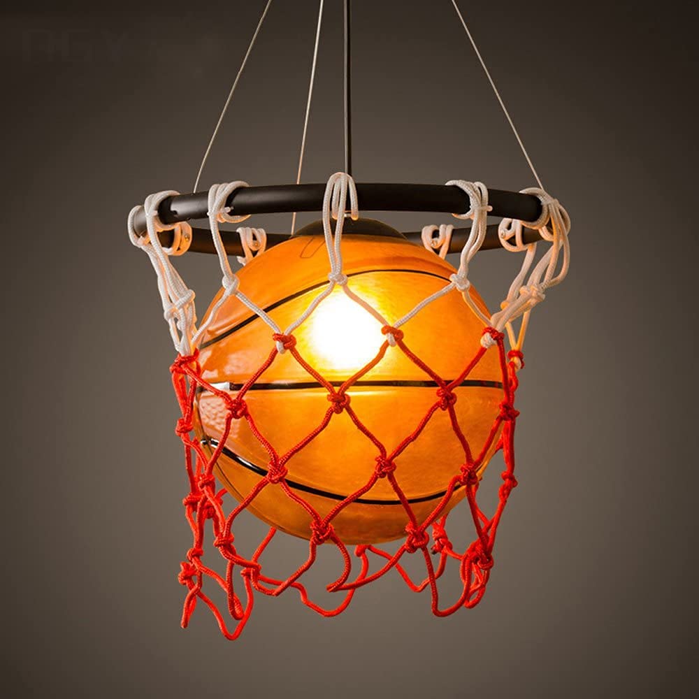HLigExp Kids Room Chandelier - Creative Basketball Design LED Ceiling Light for Children's Bedroom, Nursery, Playroom | Energy Efficient A++ Indoor Lighting Fixture for Living Room, Dining Room & Bedroom Decor | Perfect for Sports-Themed Kids Spaces and Game Rooms