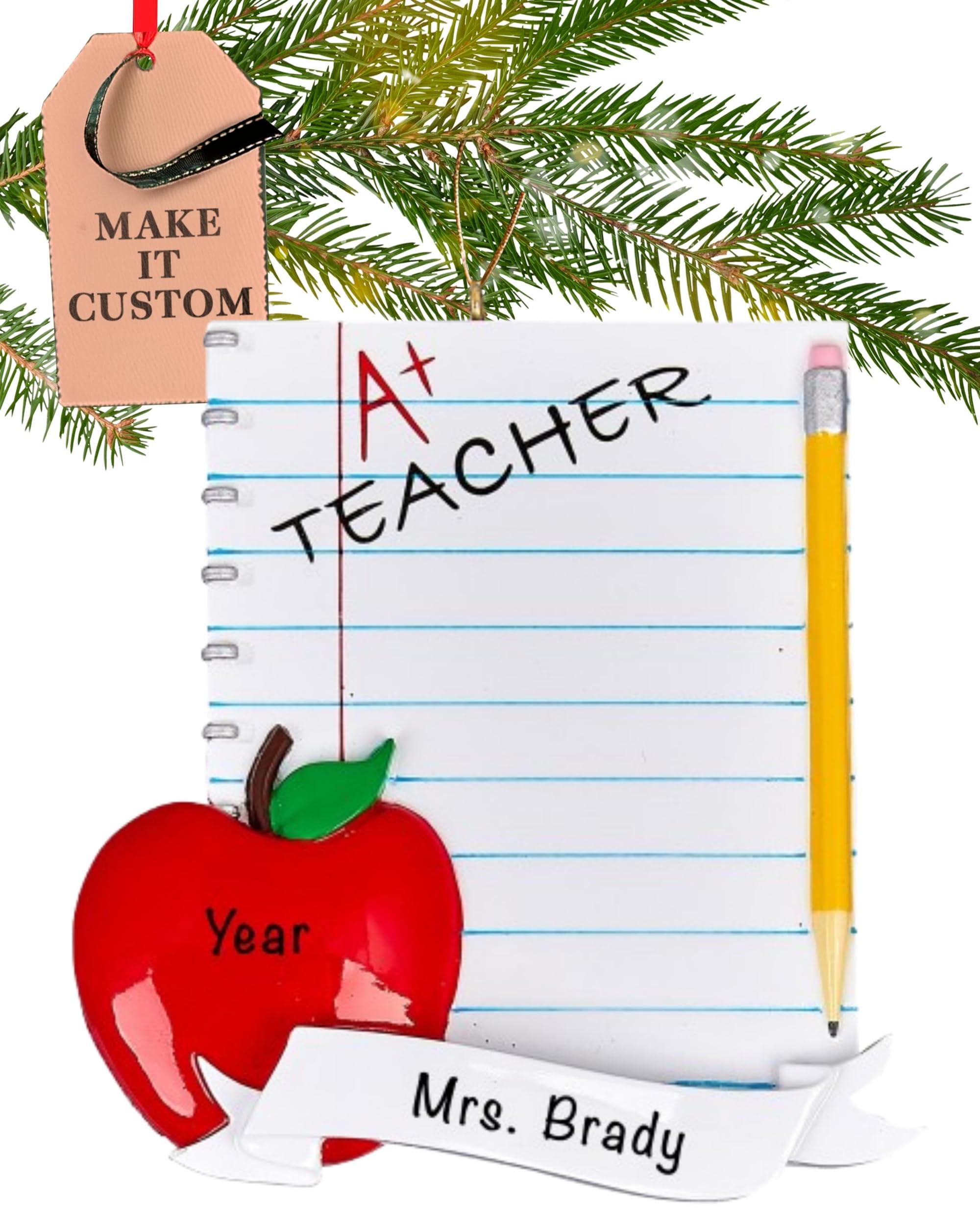 Personalized 2024 Teacher Christmas Ornament - Custom School Keepsake Gift for Educators - Fast 24h Free Customization - Perfect for Classroom Decor, Holiday Tree Decorations & Teacher Appreciation Gifts