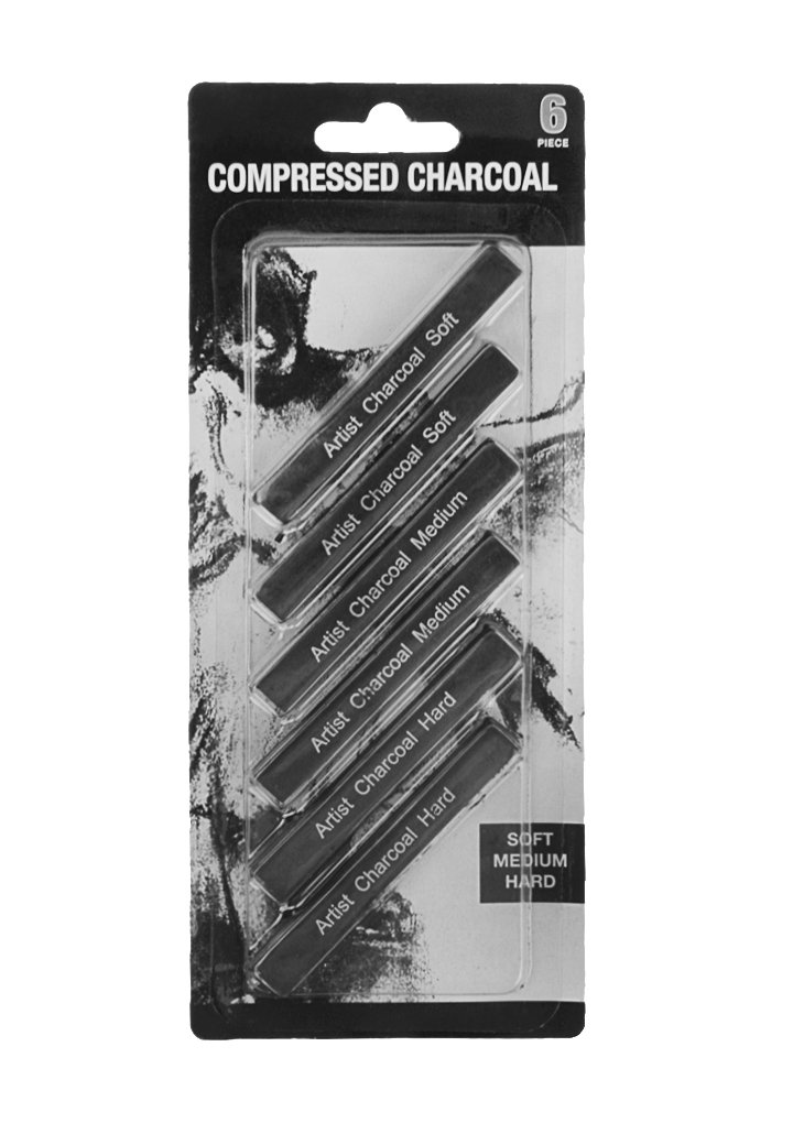 Premium 6-Pack Assorted Charcoal Pencils Set - Soft, Medium & Hard Compressed Charcoal Sticks for Artists, Students - Ideal for Drawing, Sketching, Blending & Shading - Perfect for Portrait Art, Still Life & Landscape Drawing
