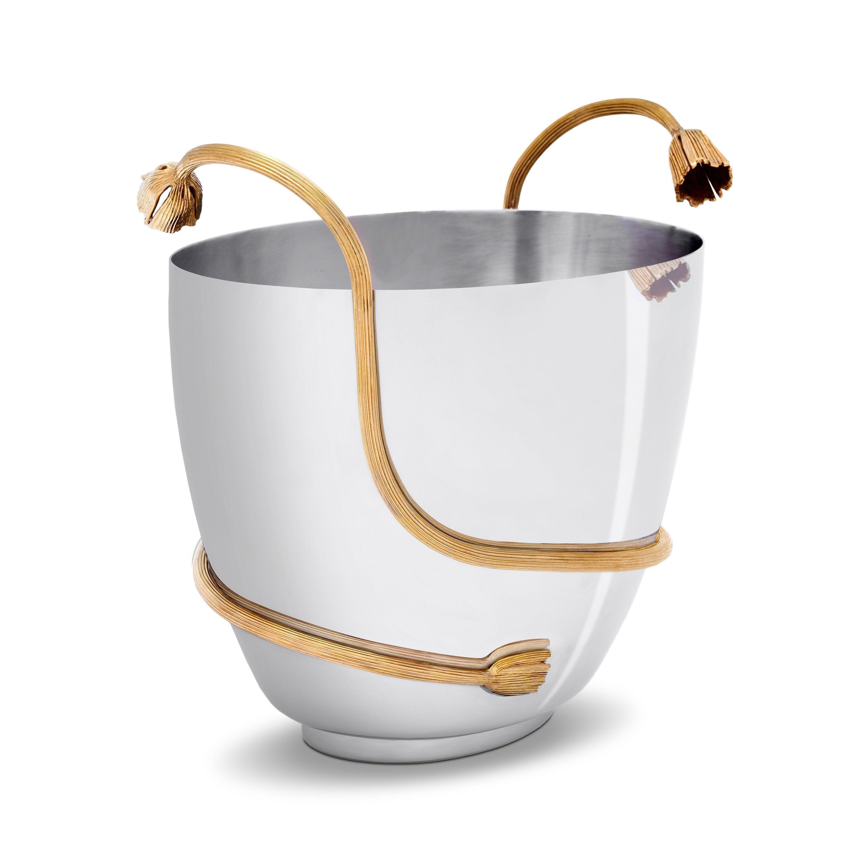Elegant Deco Leaves Champagne Bucket - Premium Metal Ice Wine Cooler for Parties, Weddings & Home Decor