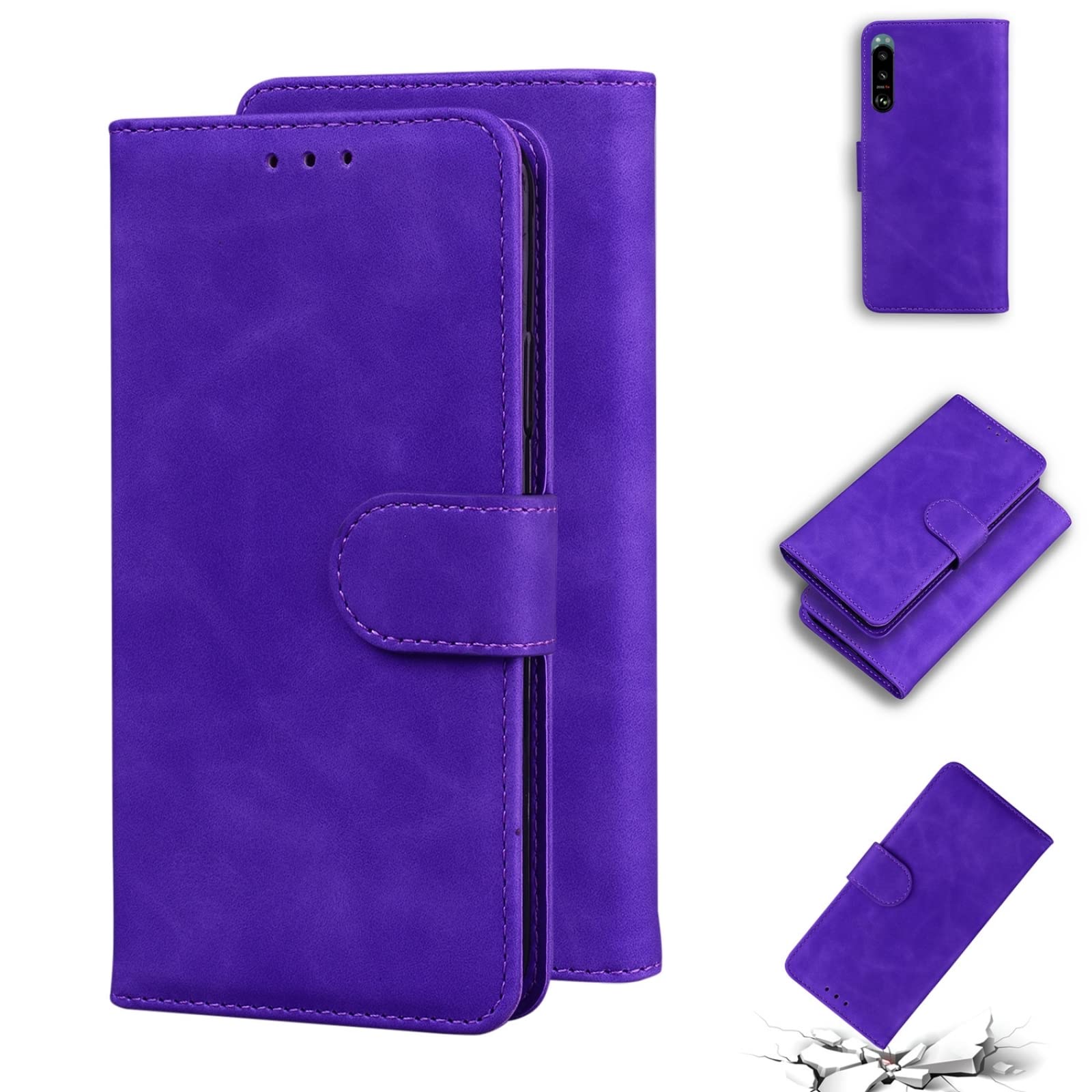 Premium Genuine Leather Case for Sony Xperia 5 III - Slim Fit PU Leather Cover with Soft-Touch Finish & Card Slot (Purple) | Perfect for Business Professionals & Daily Protection