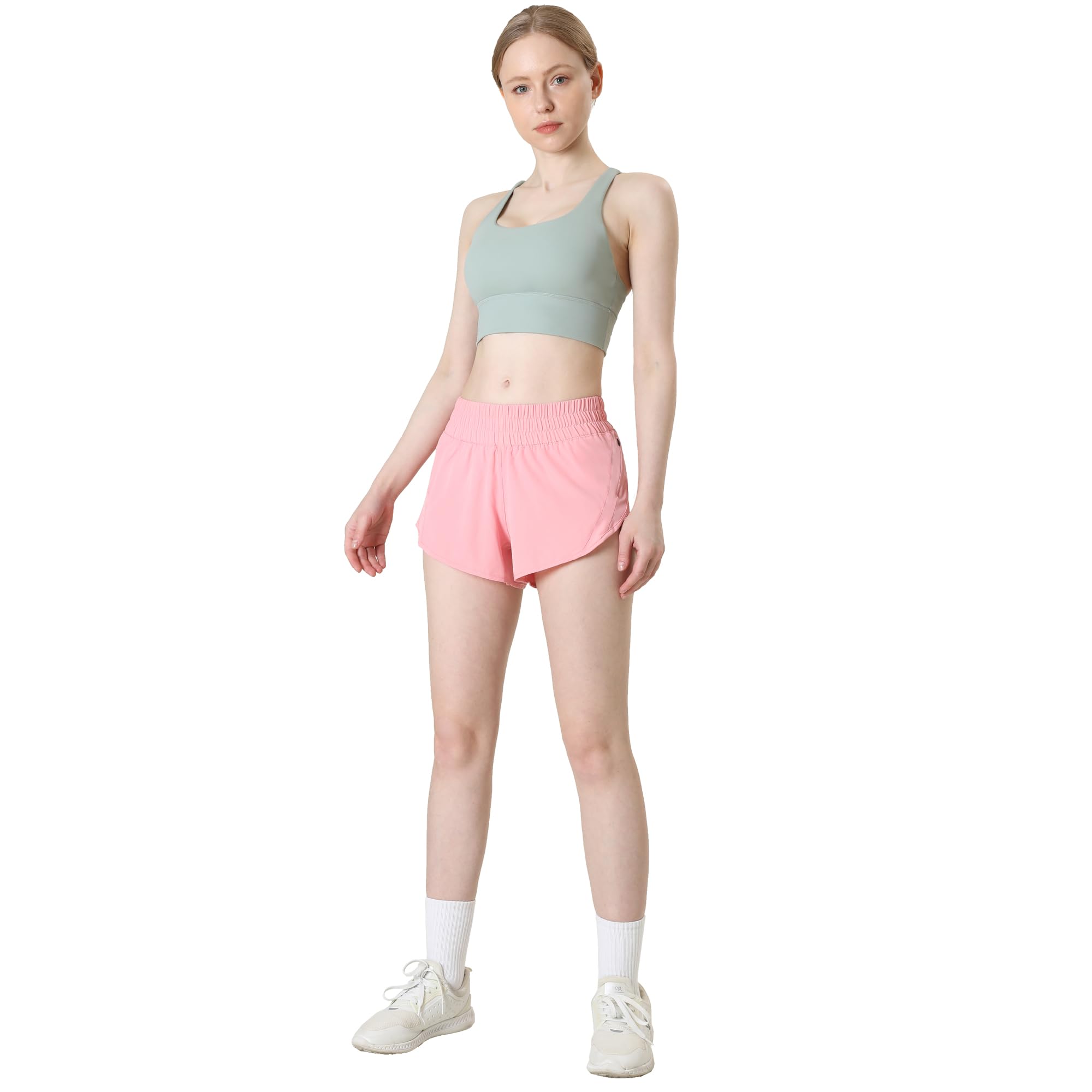 **Aurefin Women's Quick Dry Athletic Shorts - Elastic Waist & Zip Pockets - Perfect for Running, Workouts & Outdoor Sports**