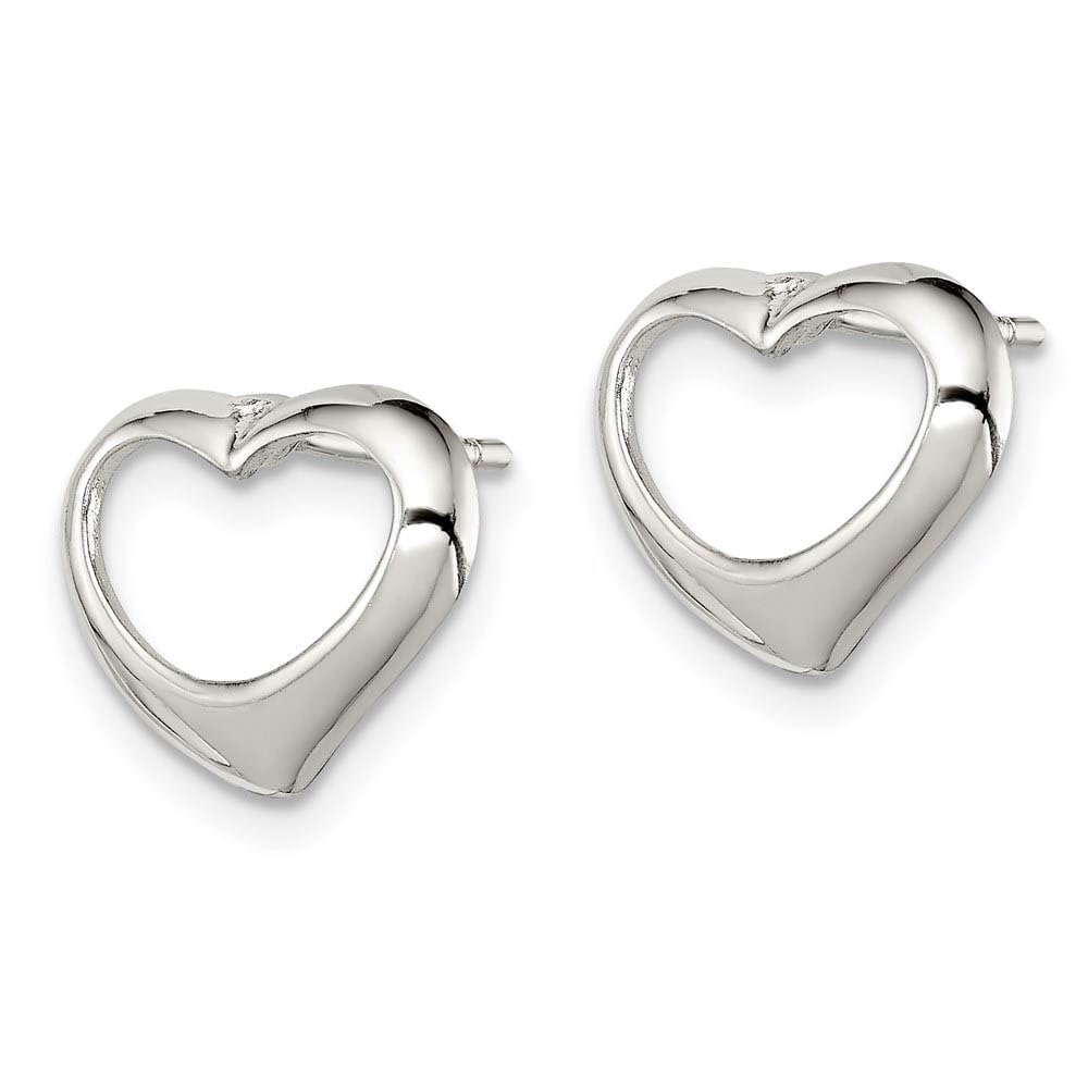 Sterling Silver 12mm Open Heart Earrings for Women - Elegant Gift