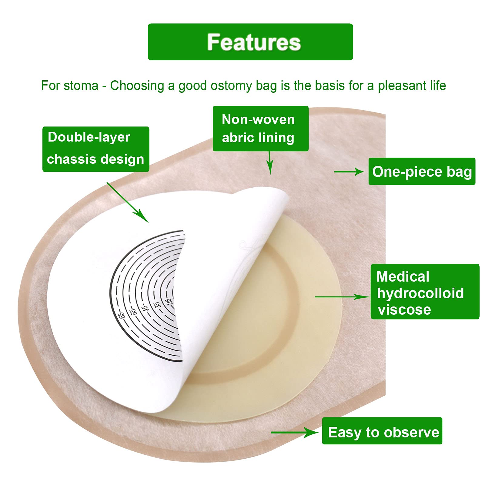 20PCS One Piece Drainable Ostomy Bags - Colostomy & Ileostomy Care Supplies for Adults - Leak-Proof & Odor-Control Pouches - Ideal for Daily Use, Travel & Post-Surgery Recovery