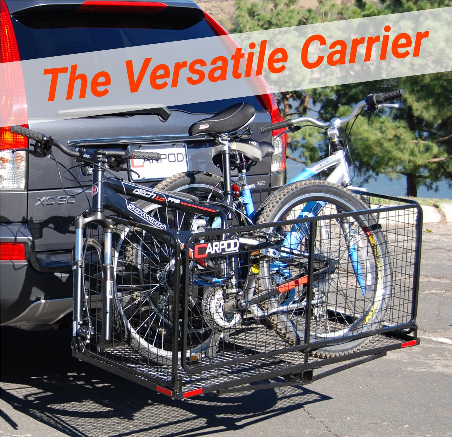 Lockable Carpod Cargo Carrier Hitch Basket - 14 cu ft Storage, 450 lb Capacity | Durable Galvanized Steel Frame | Folds Flat for Easy Storage | True 2