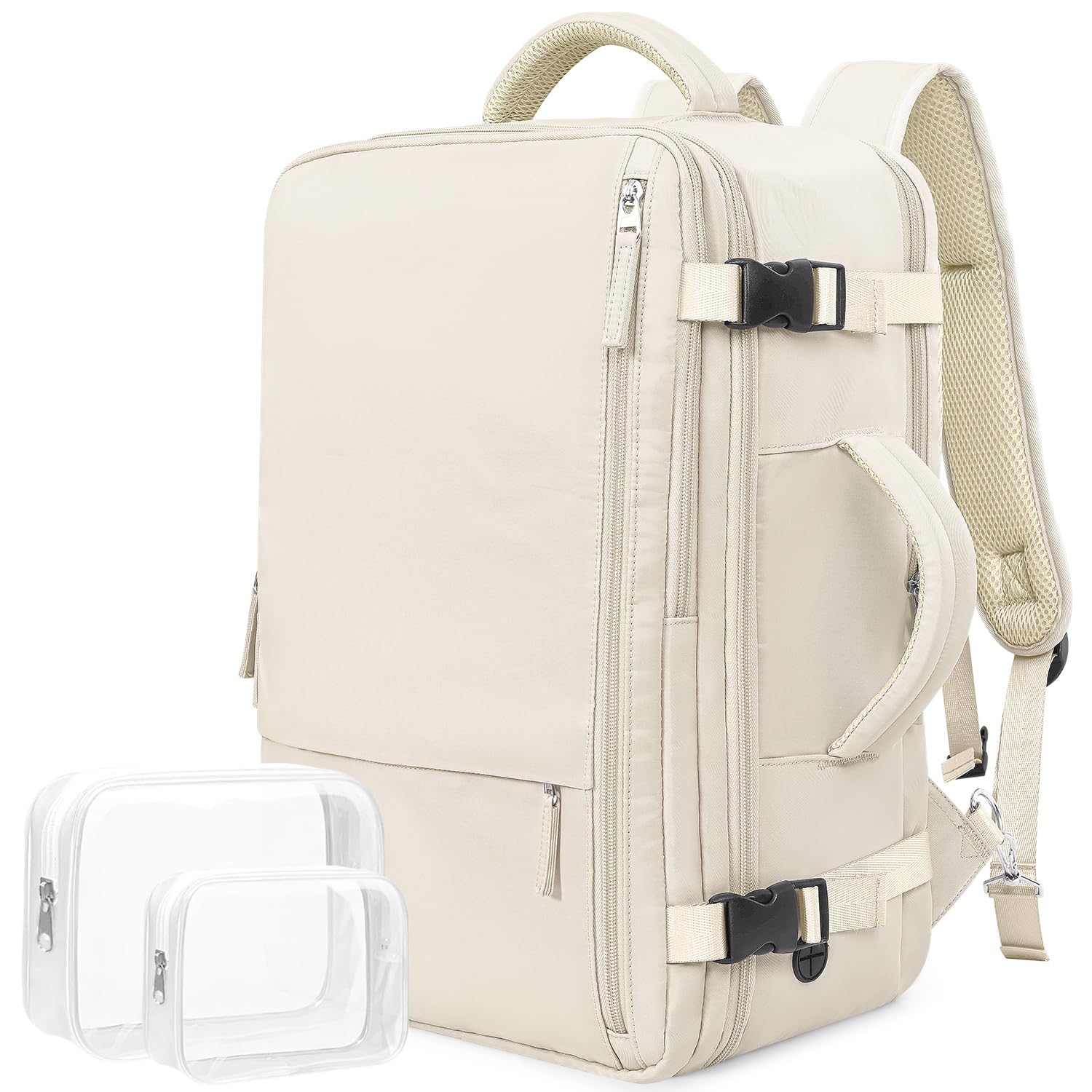 Airline Approved Carry-On Travel Backpack for Men & Women - Large Gym & Work Backpack Bag, Beige | Perfect for Business Trips, Gym, Hiking & Daily Commute
