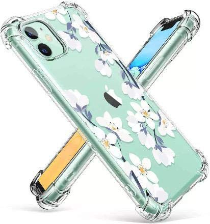 iPhone 11 Pro Max Case - Clear Floral Design Soft TPU Ultra-Thin Shockproof Transparent Bumper Cover for iPhone 11 Pro Max 2019 (6.5 Inch) | Windflower White | Perfect for Daily Protection & Style Enhancement