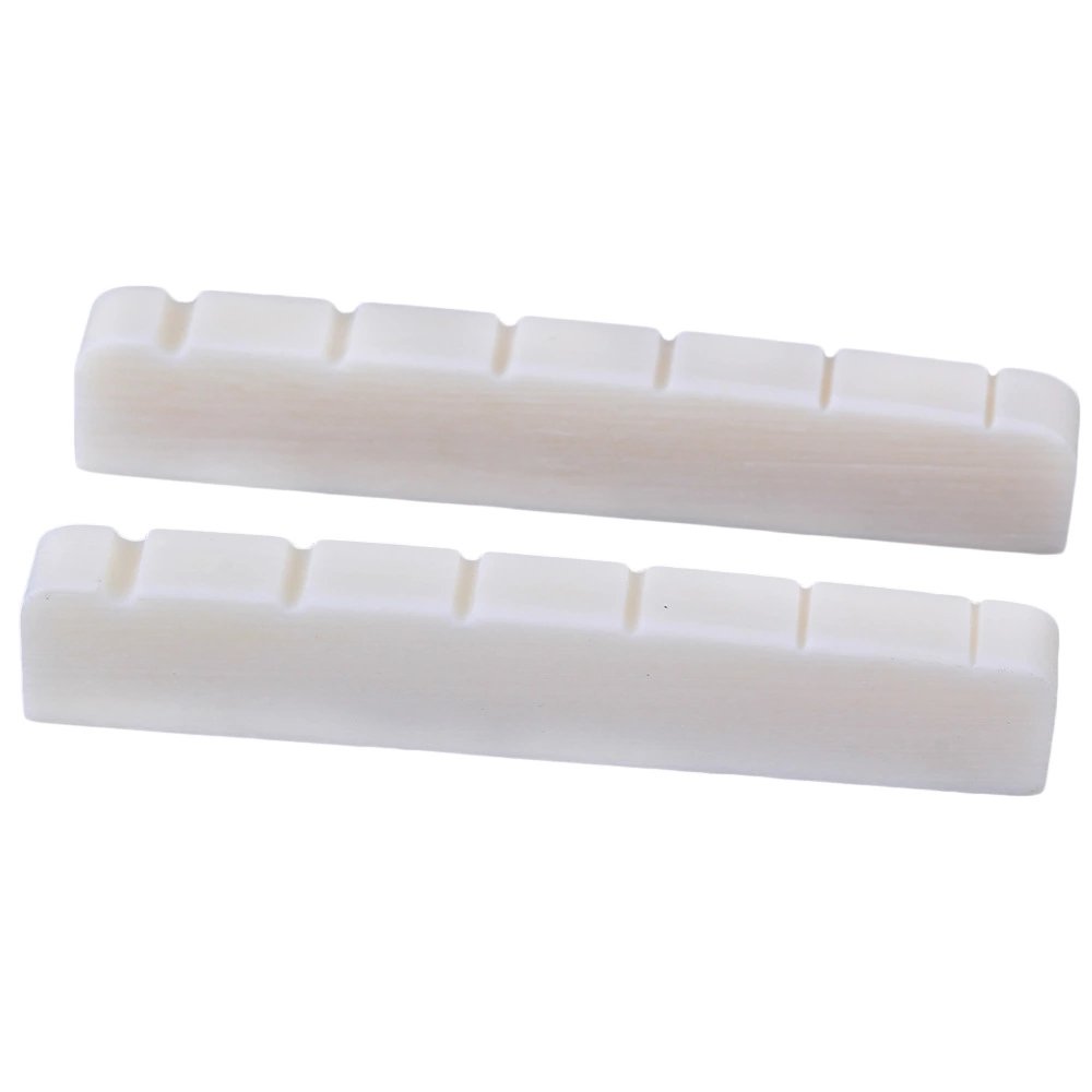2-Piece Premium Cattle Bone White 6-String Electric Guitar Bass Nuts - High-Quality Replacement Parts for Guitar Makers & Luthiers - Perfect for DIY Guitar Repair, Custom Builds, and Professional Setups