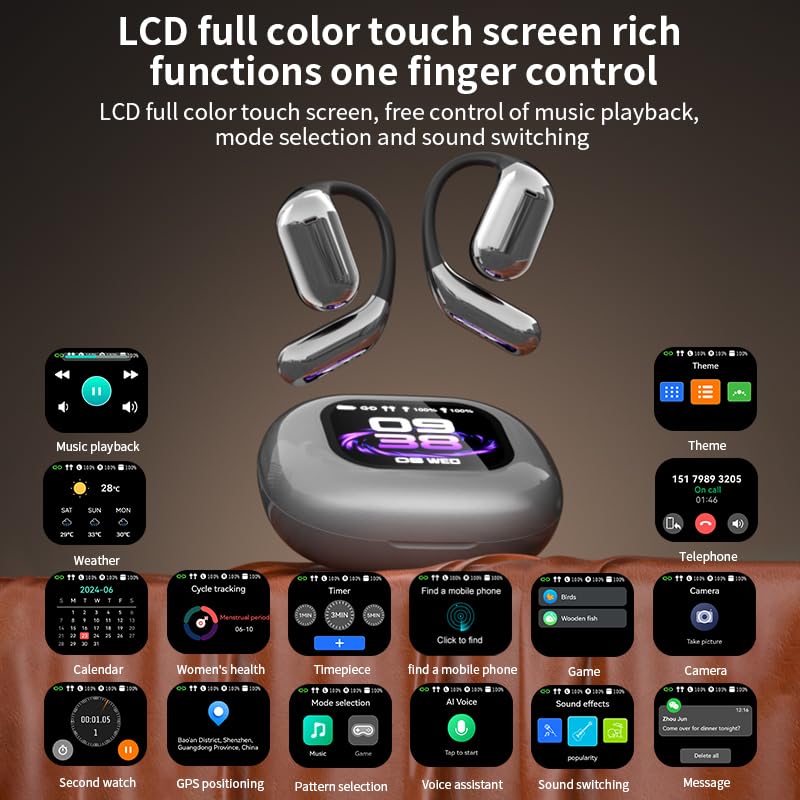 Q16 PRO Wireless Bluetooth 5.4 Translation Earbuds - 70H Playtime, Open-Ear Design, Smart Touch Control, IPX5 Waterproof - Perfect for Travel, Business Meetings & Multilingual Conversations