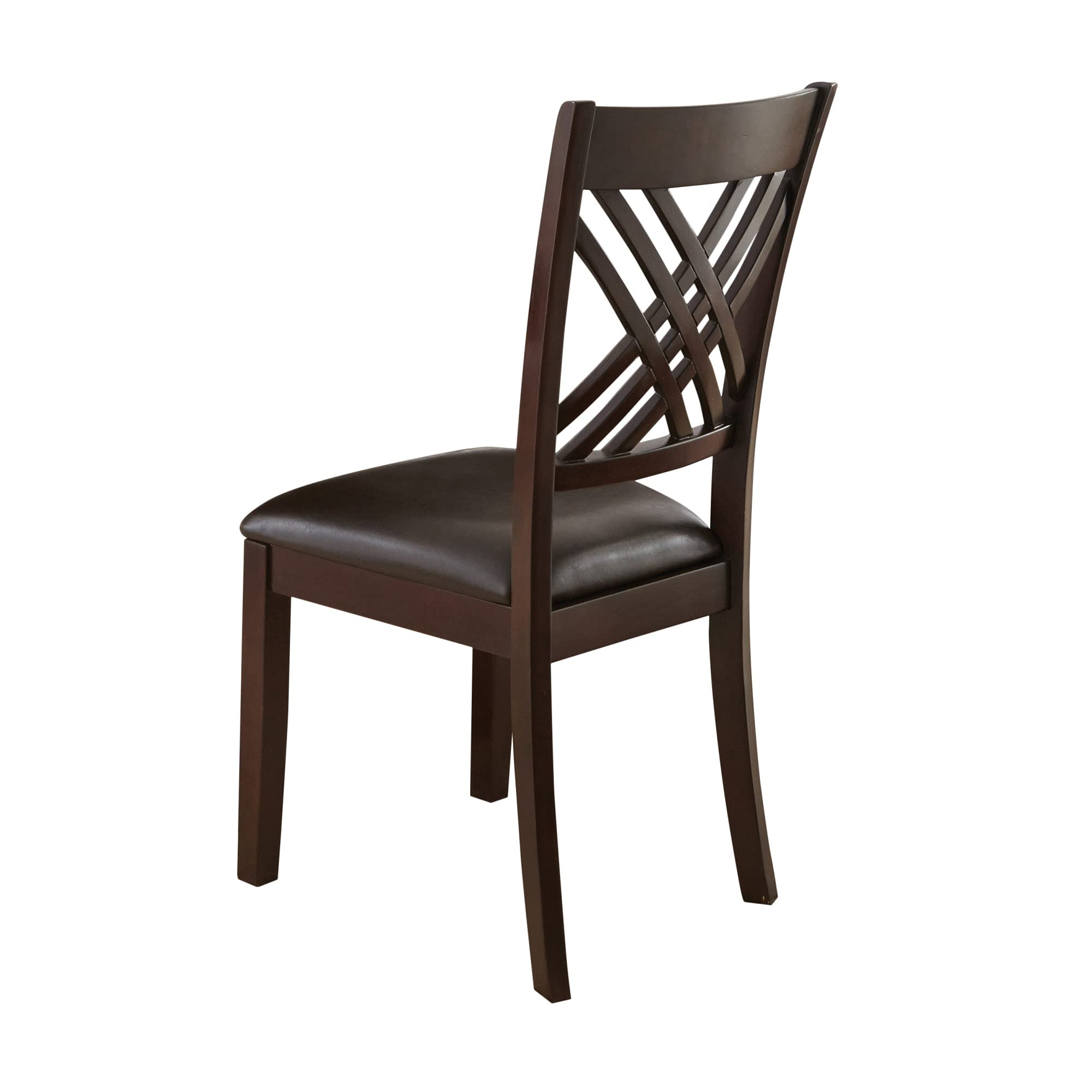 Steve Silver Company Adrian Side Chair Set of 2 - Faux Leather Dining Room Chairs with X-Back Design, Vegan Leather Upholstery in Espresso Cherry Brown (19