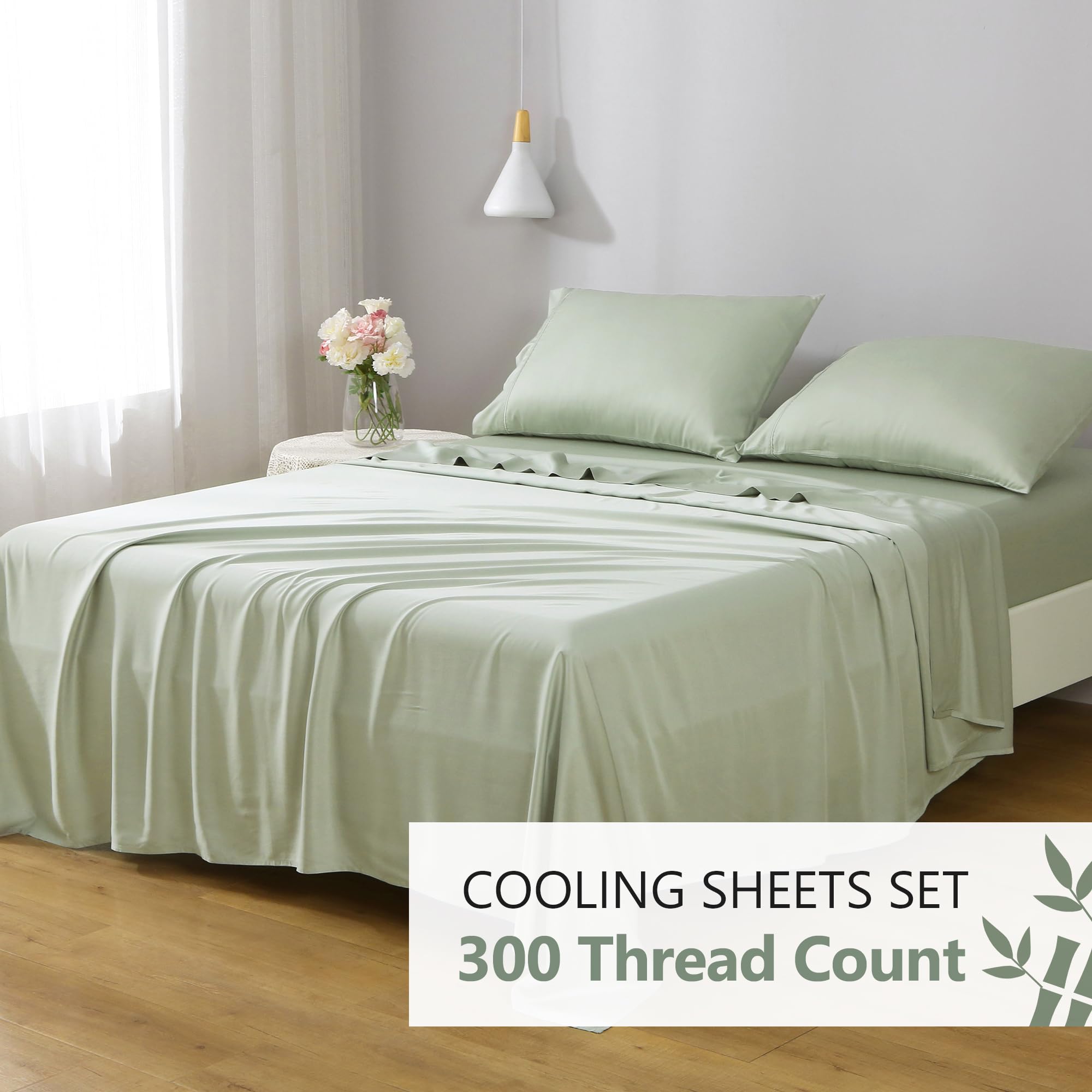 Bamboo Rayon Cooling Bed Sheets Set - King Size, Deep Pocket (16
