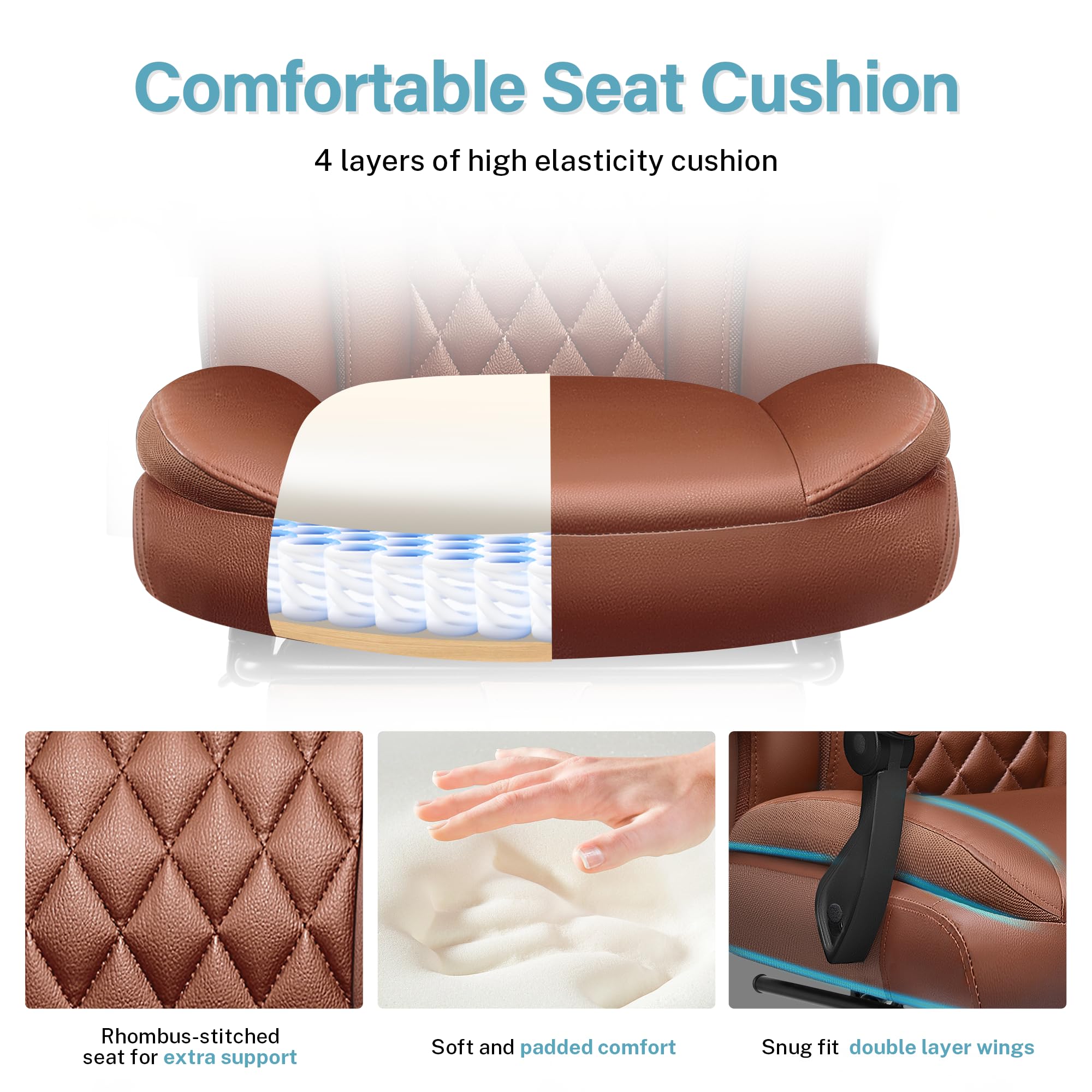 Premium Executive Leather Office Chair - Big & Tall Ergonomic Desk Chair with Adjustable Lumbar Support, Footrest & Reclining Function - Perfect for Home Office, Gaming & Professional Workspaces