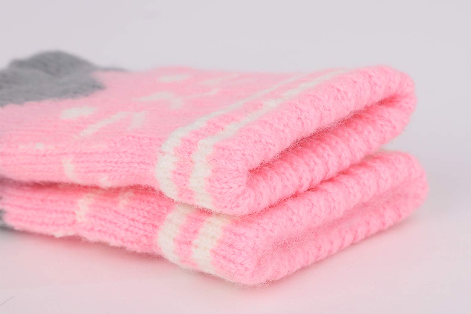 Warm Winter Snow Ski Gloves for Kids - Soft Animal Cat Bear Design Full Finger Knit Mittens - Perfect for Skiing, Snowboarding & Christmas Gifts