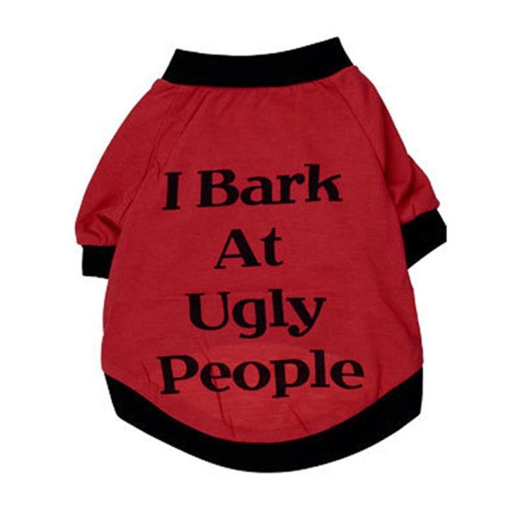 Summer Clearance - Funny 'I Bark at Ugly People' Letter Print T-Shirt & Sweatshirt for Small to Large Dogs & Cats - Perfect for Pet Lovers, Gifts & Humorous Outfits