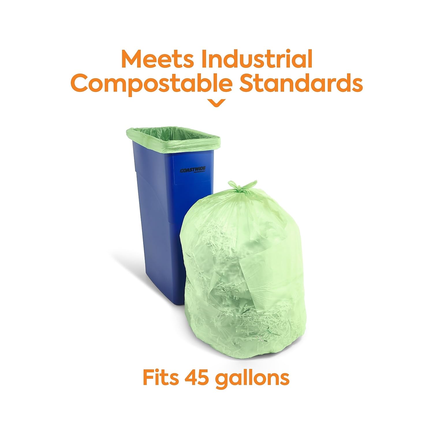 Heritage Y8046TER01 Biodegradable Compostable Trash Bags 45 Gallon - 0.9 Mil Thick, 40x46 Inch, Green (Pack of 100) - Eco-Friendly Kitchen & Yard Waste Liners for Sustainable Home & Commercial Use