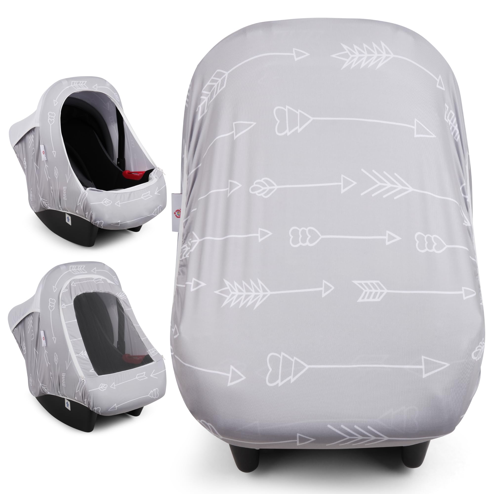 Metplus 2-in-1 Baby Car Seat Cover & Canopy with UPF Sun Shade - Universal Infant Carrier Cover for Boys & Girls - Privacy Protection & Safety for Strollers, Shopping Carts & Travel - Machine Washable & Stylish Design