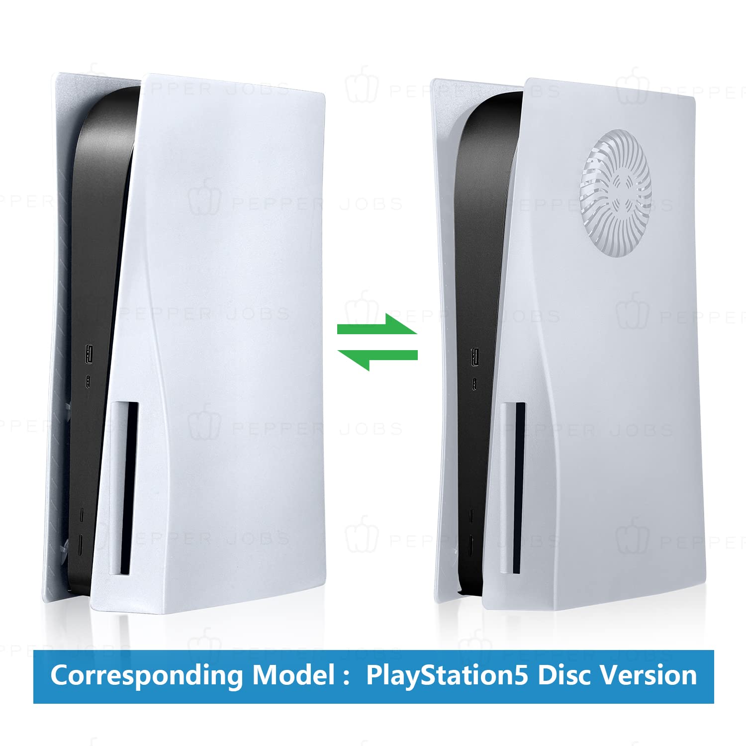 PS5 Console Cover with Cooling Vents & Dust Filter - ABS Anti-Scratch Replacement Shell Faceplate for PS5 Disc Edition (White) - Perfect for Gaming Protection & Customization