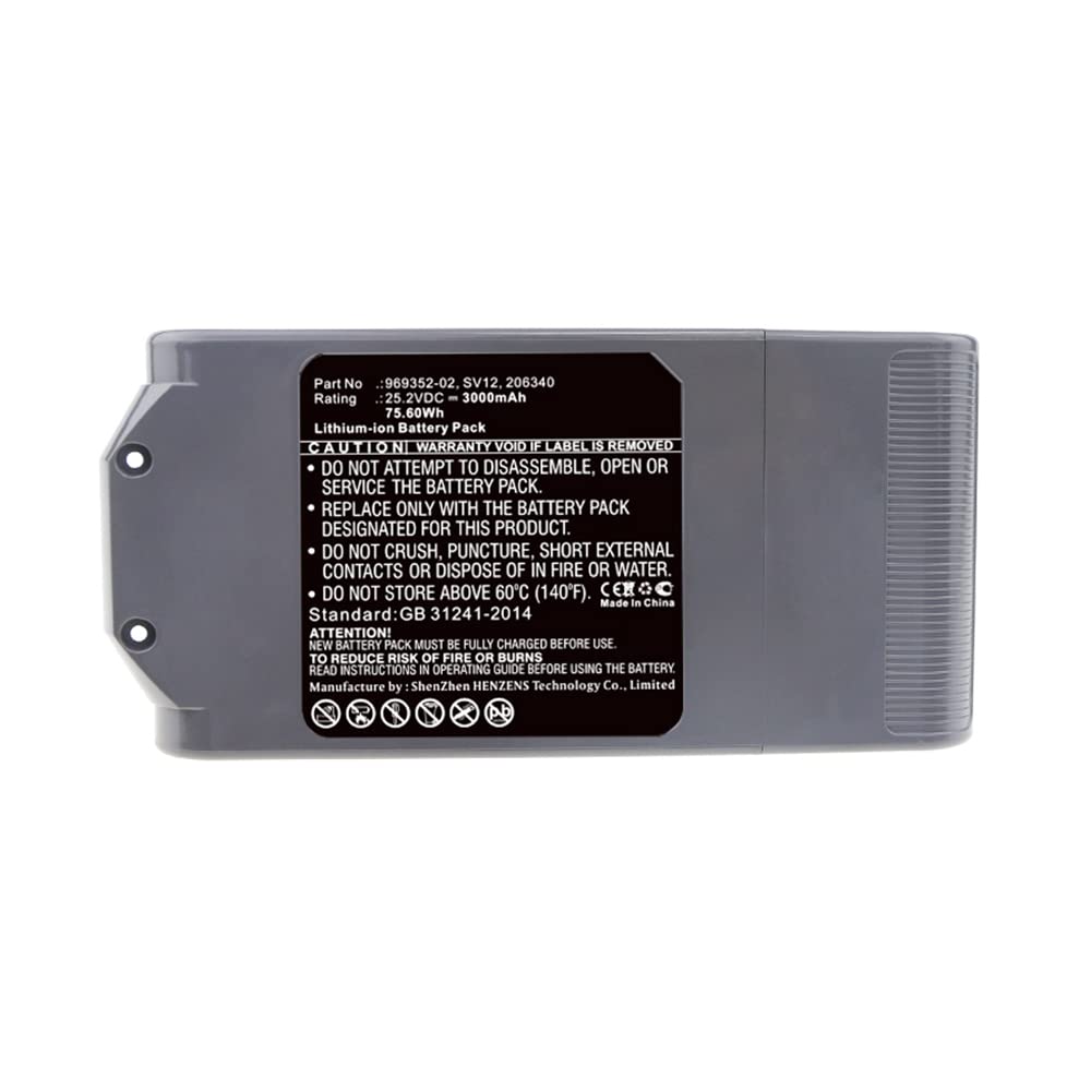Synergy Digital Vacuum Cleaner Battery - 3000mAh High Capacity Li-ion Replacement for Dyson V7, V8, SV12 (Compatible with Models 969352-02 & 206340) | Perfect for Deep Cleaning Carpets, Hard Floors & Pet Hair Removal