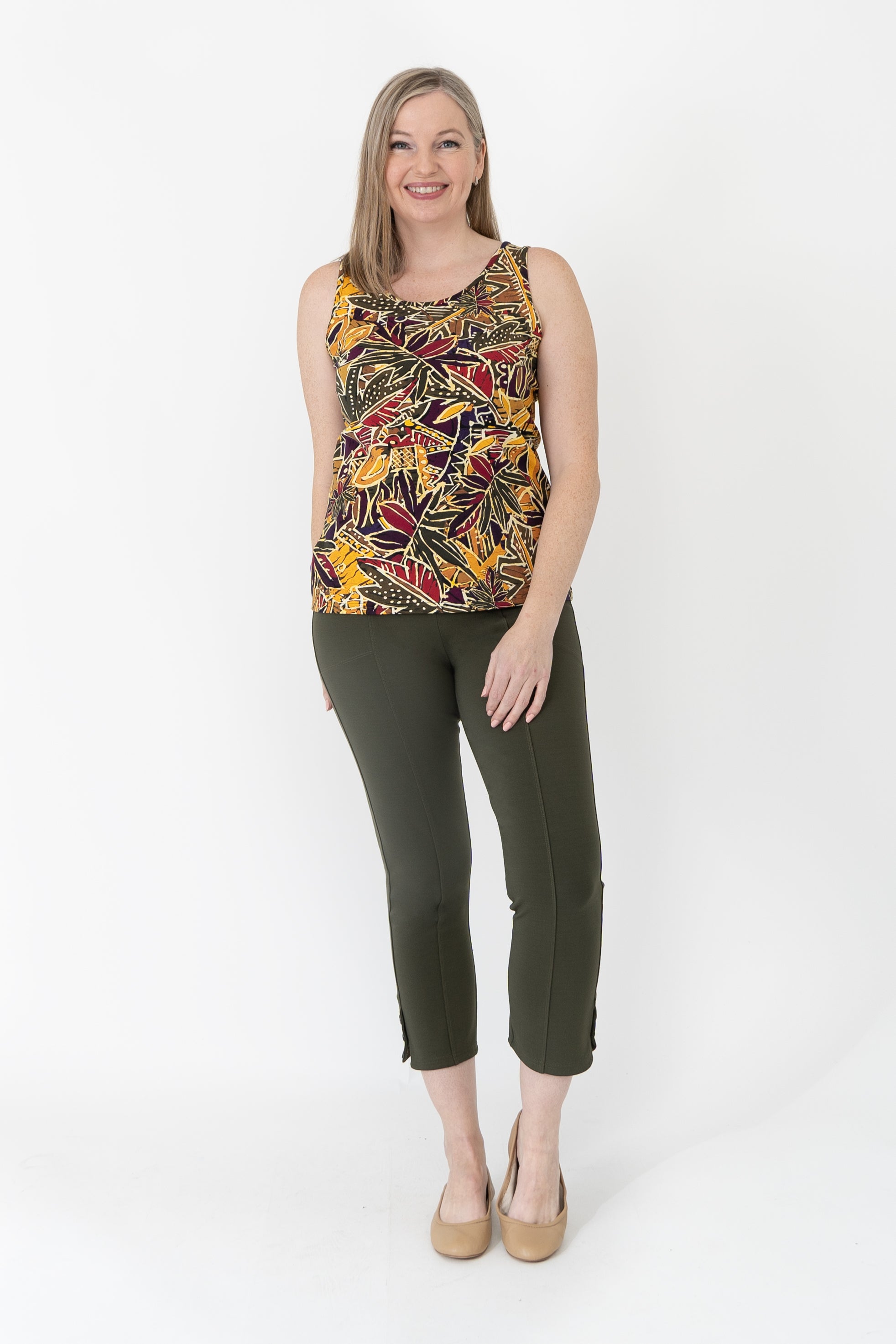 Avalon Bamboo Tank Top - Women's Tropical Print Casual Sleeveless Shirt for Summer Beach Vacation & Outdoor Activities