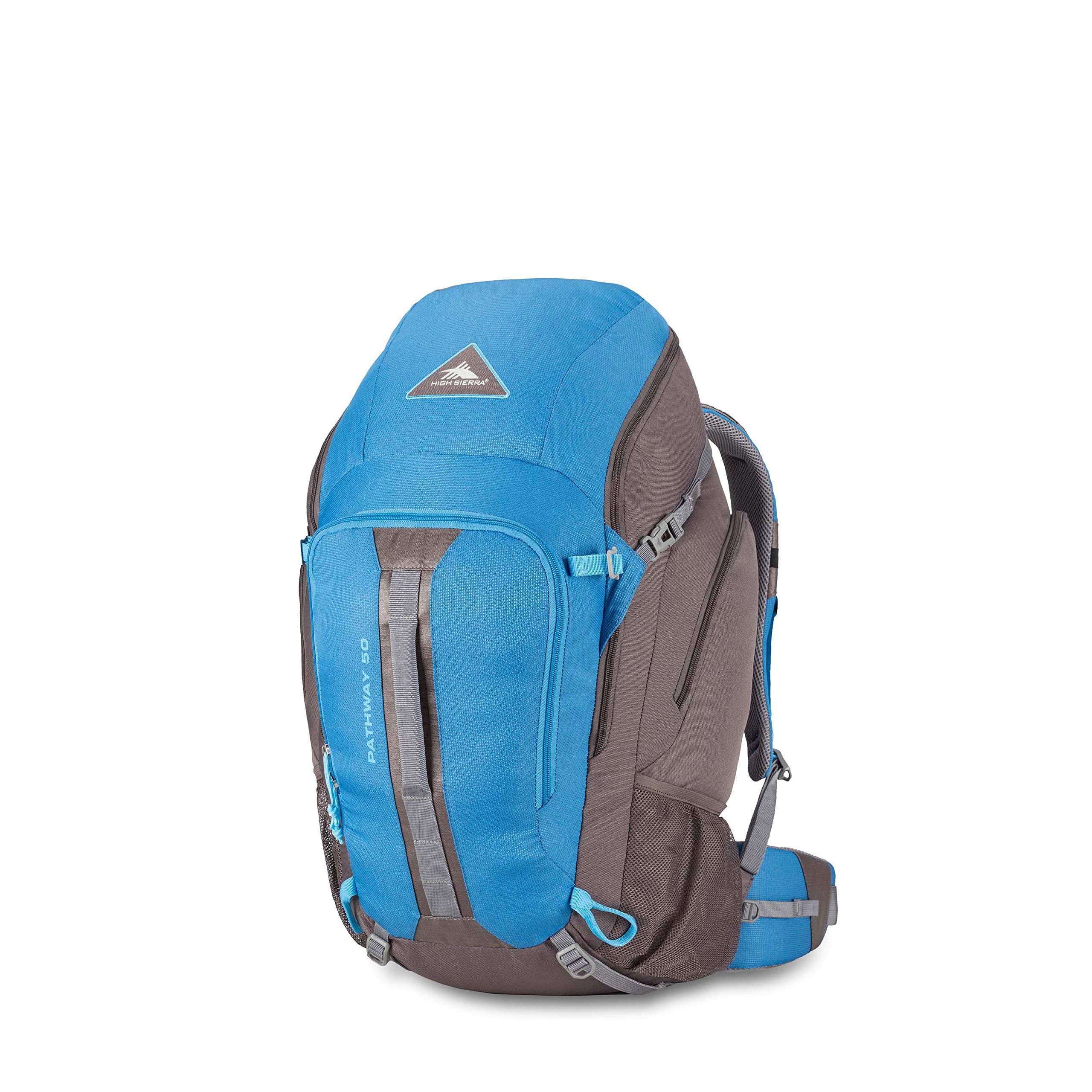 High Sierra Pathway 50L Internal Frame Hiking Backpack - Lightweight Water-Resistant Outdoor Backpack for Men & Women - Perfect for Camping, Trekking and Travel Adventures (Mineral/Slate/Glacier)