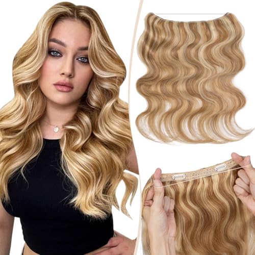 wavy-golden brown mixed bleach blonde #12&613
