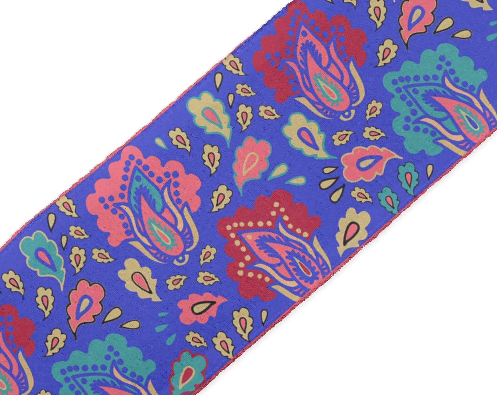Blue Leaves & Floral Printed Velvet Trim Fabric - 9 Yards x 4 Inches Sewing Border Ribbon for DIY Crafts, Home Decor, and Clothing Accessories