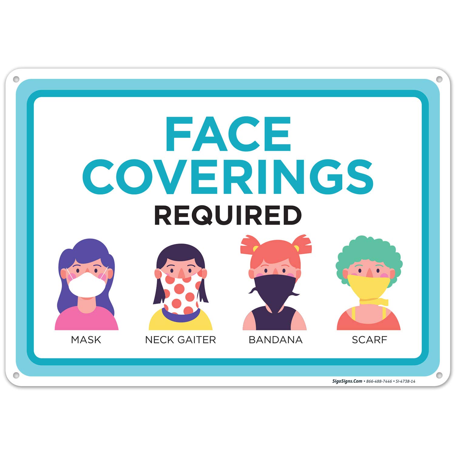Face Covering Mask Required Sign - 10x14 Inches Rust-Free .040 Aluminum for Schools & Businesses | Fade-Resistant Indoor/Outdoor Use | Made in USA | Perfect for Entrances, Classrooms & Public Spaces