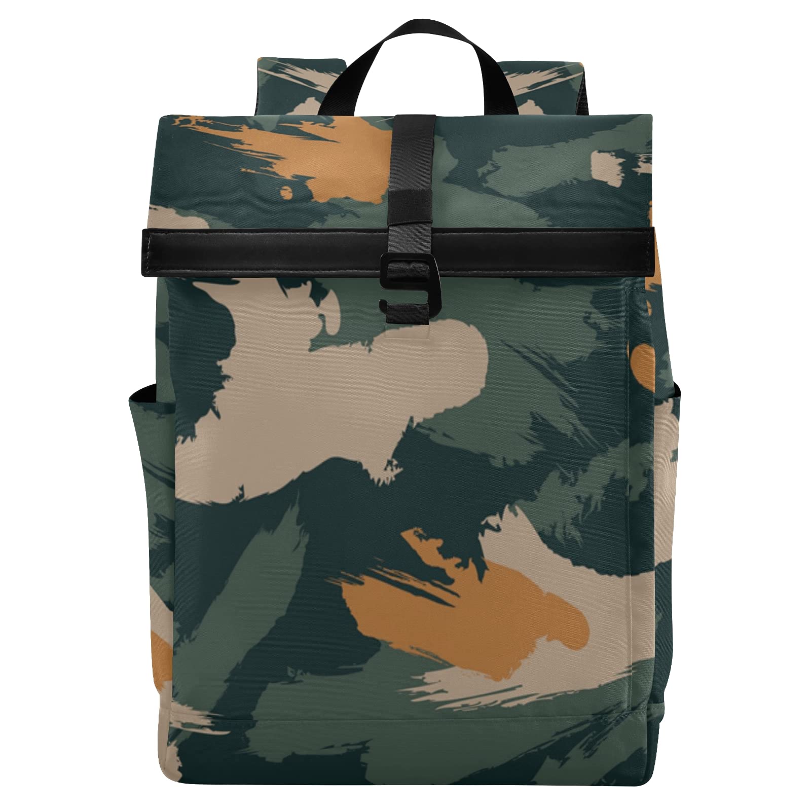ALAZA Brushstroke Camouflage Backpack - Waterproof Roll-Top Daypack for Men & Women - Durable Laptop Bag Fits 15.6 Inch Notebook - Perfect for Work, Travel, College & Outdoor Adventures